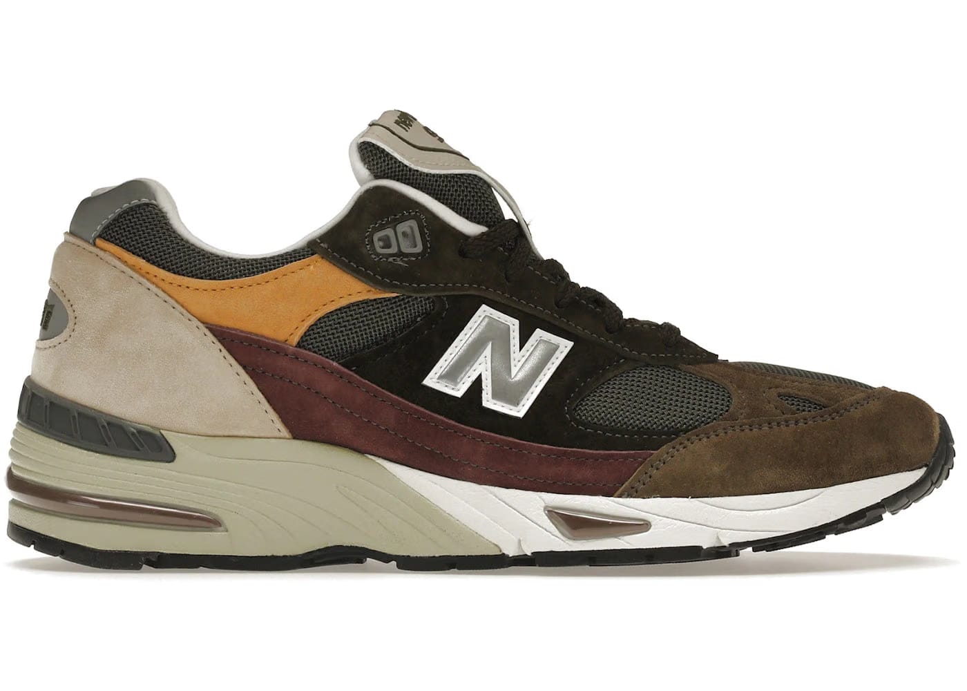 New Balance 991 Olive Burgundy Brown