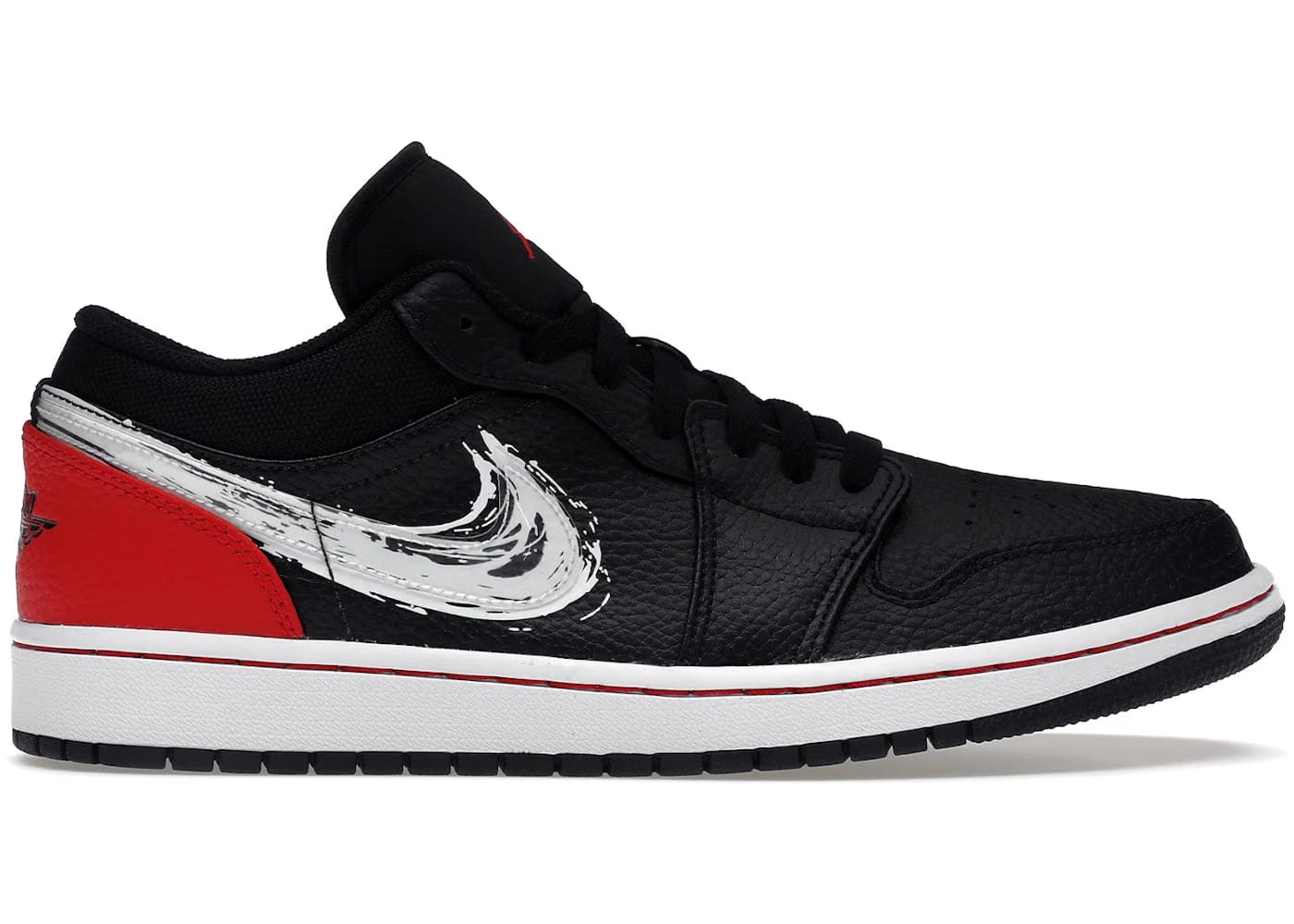 Jordan 1 Low Brushstroke Swoosh Black