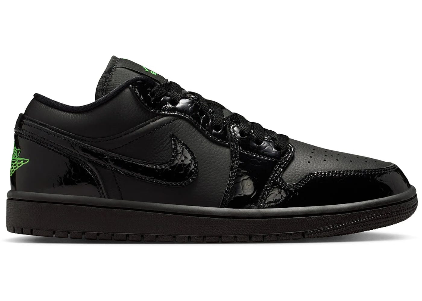 Jordan 1 Low Se Black Croc Scream Green Womens