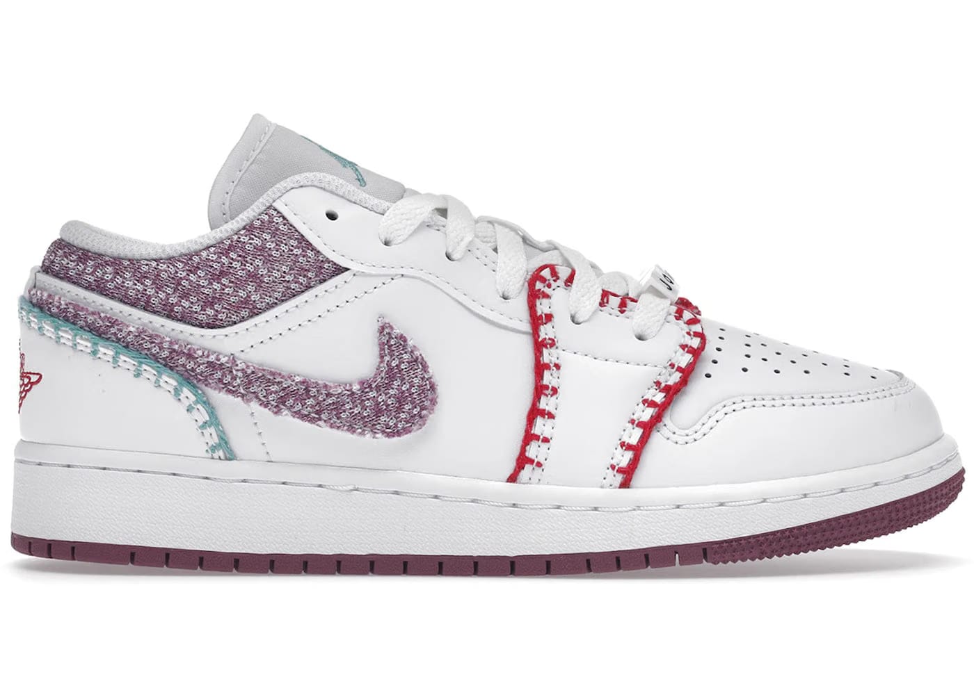 Jordan 1 Low White Light Bordeaux Gs