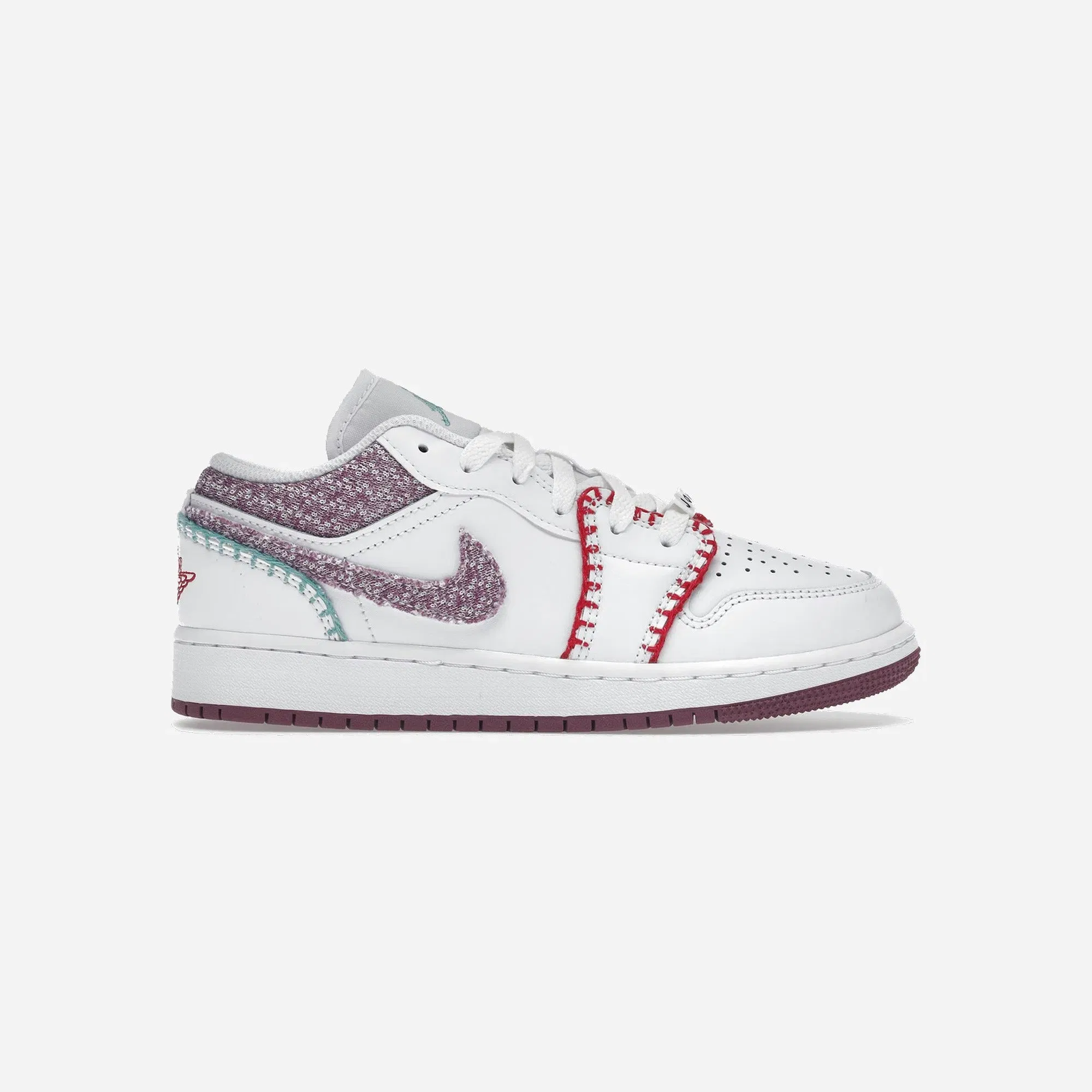 Jordan 1 Low White Light Bordeaux Gs