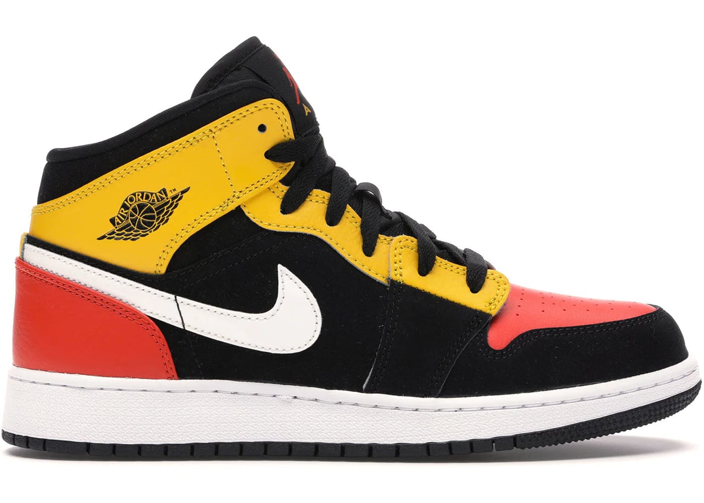 Jordan 1 Mid Black Amarillo Team Orange Gs