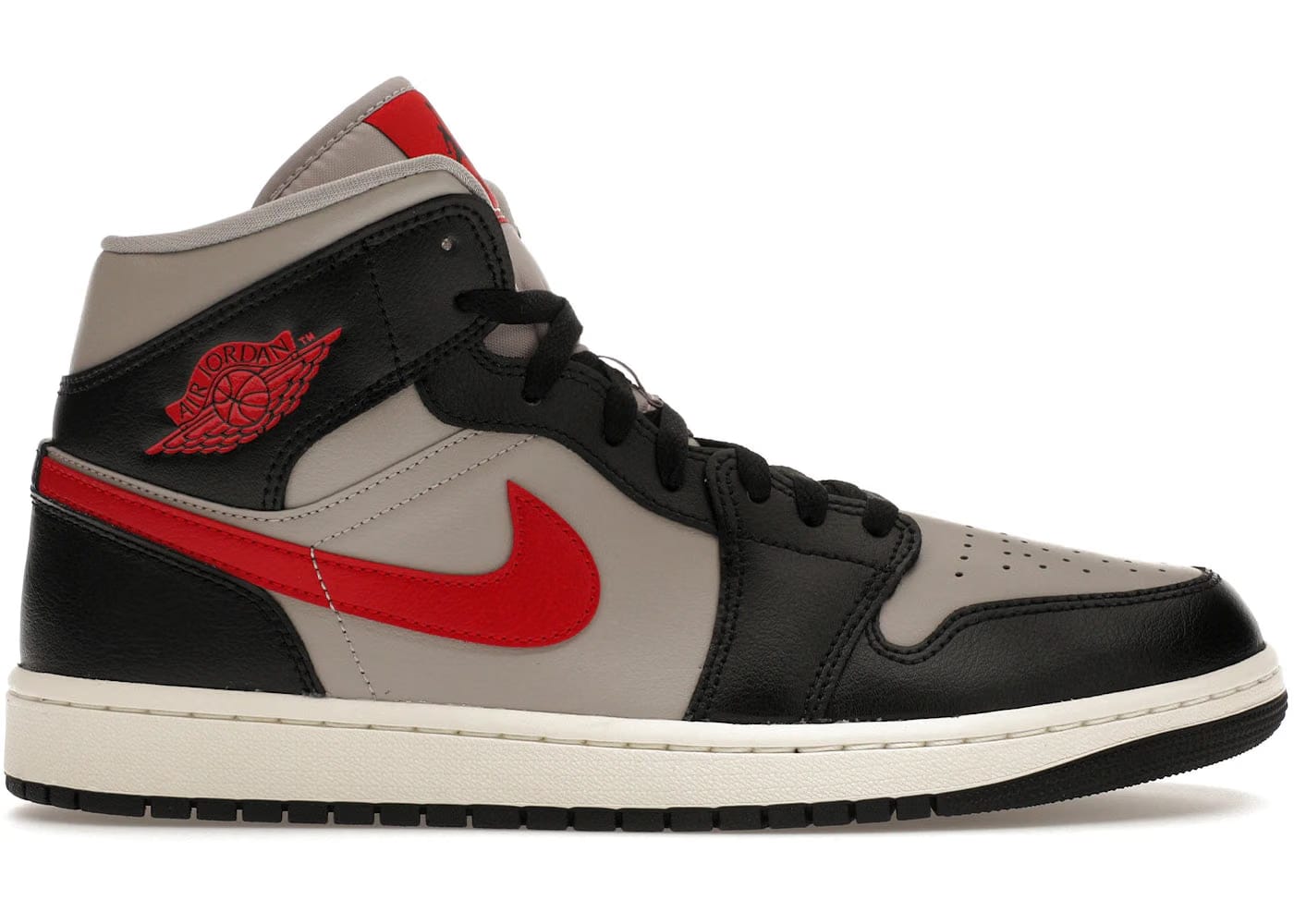 Jordan 1 Mid Black College Grey Gym Red Womens