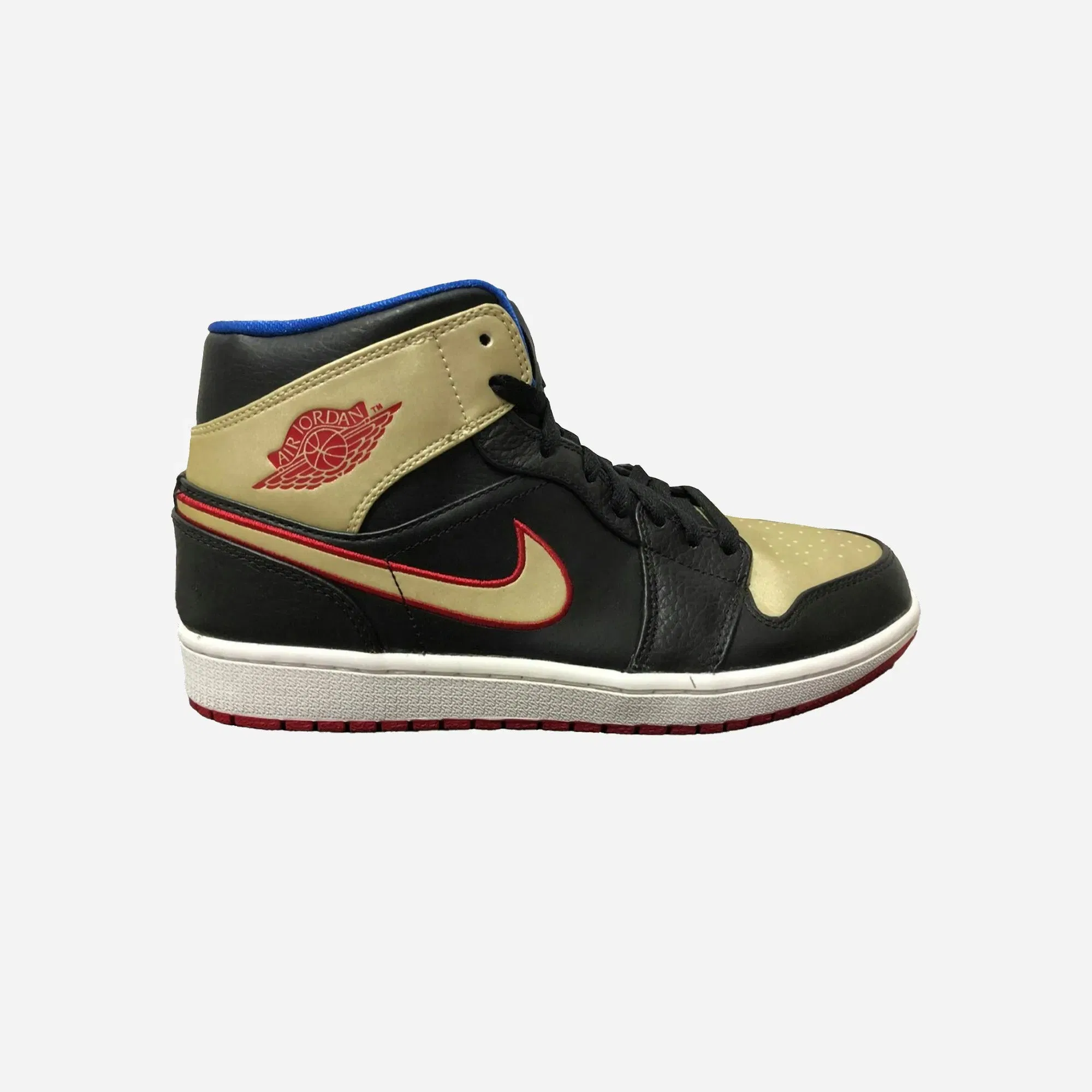 Jordan 1 Mid Black Gold Red