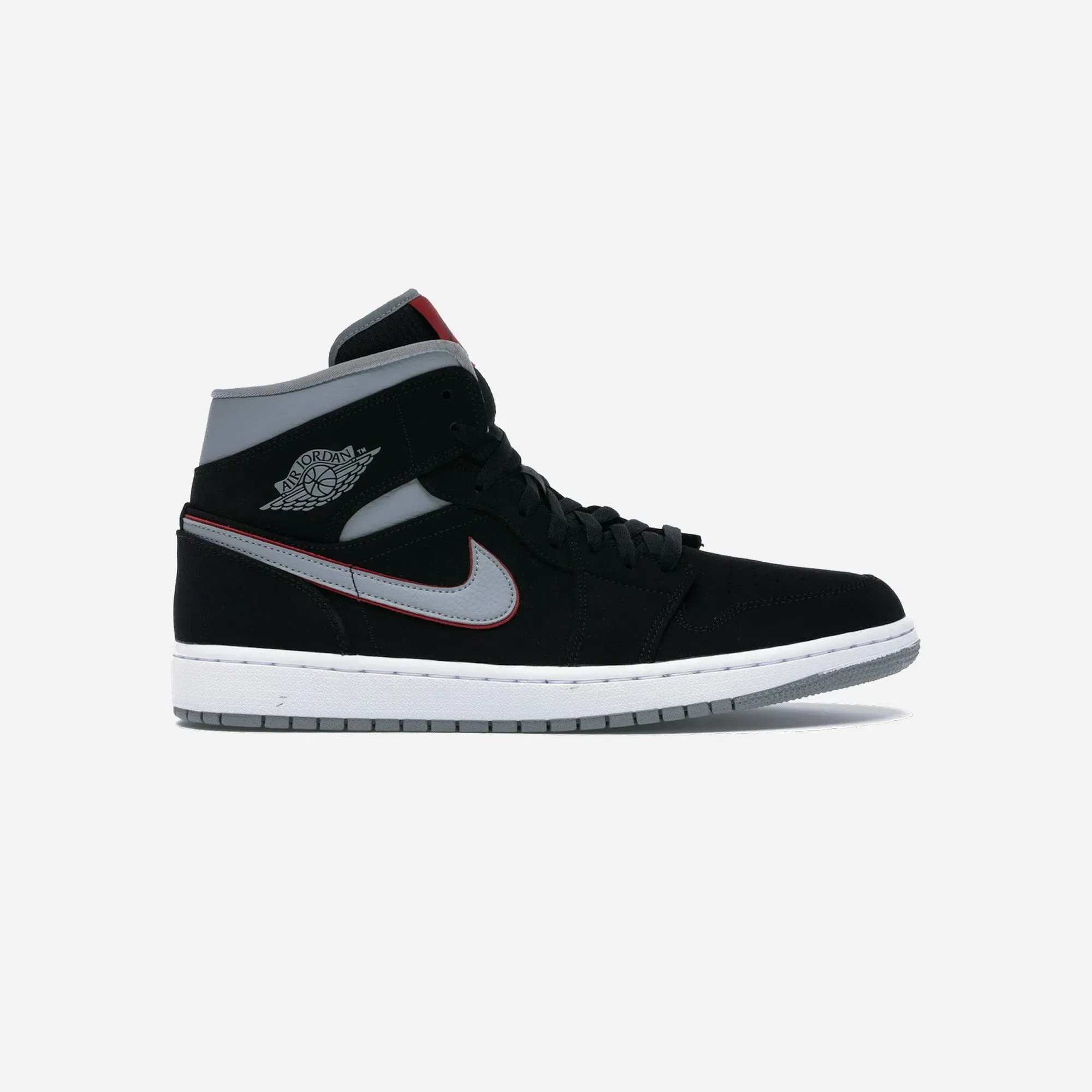 Jordan 1 Mid Black Particle Grey Gym Red