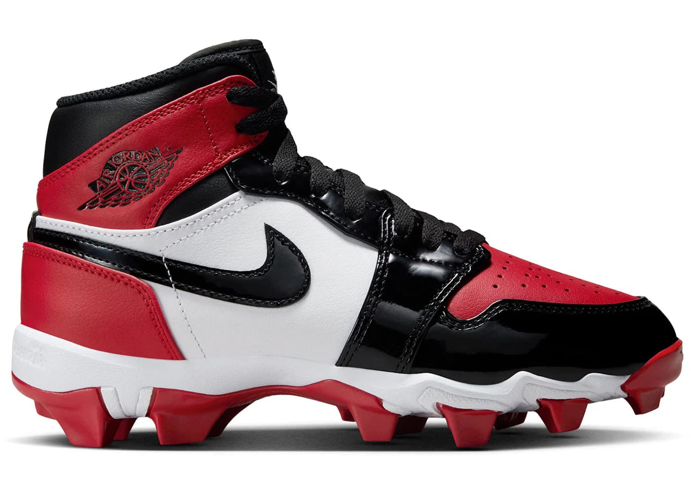 Jordan 1 Mid Cleat Patent Bred Toe Gs