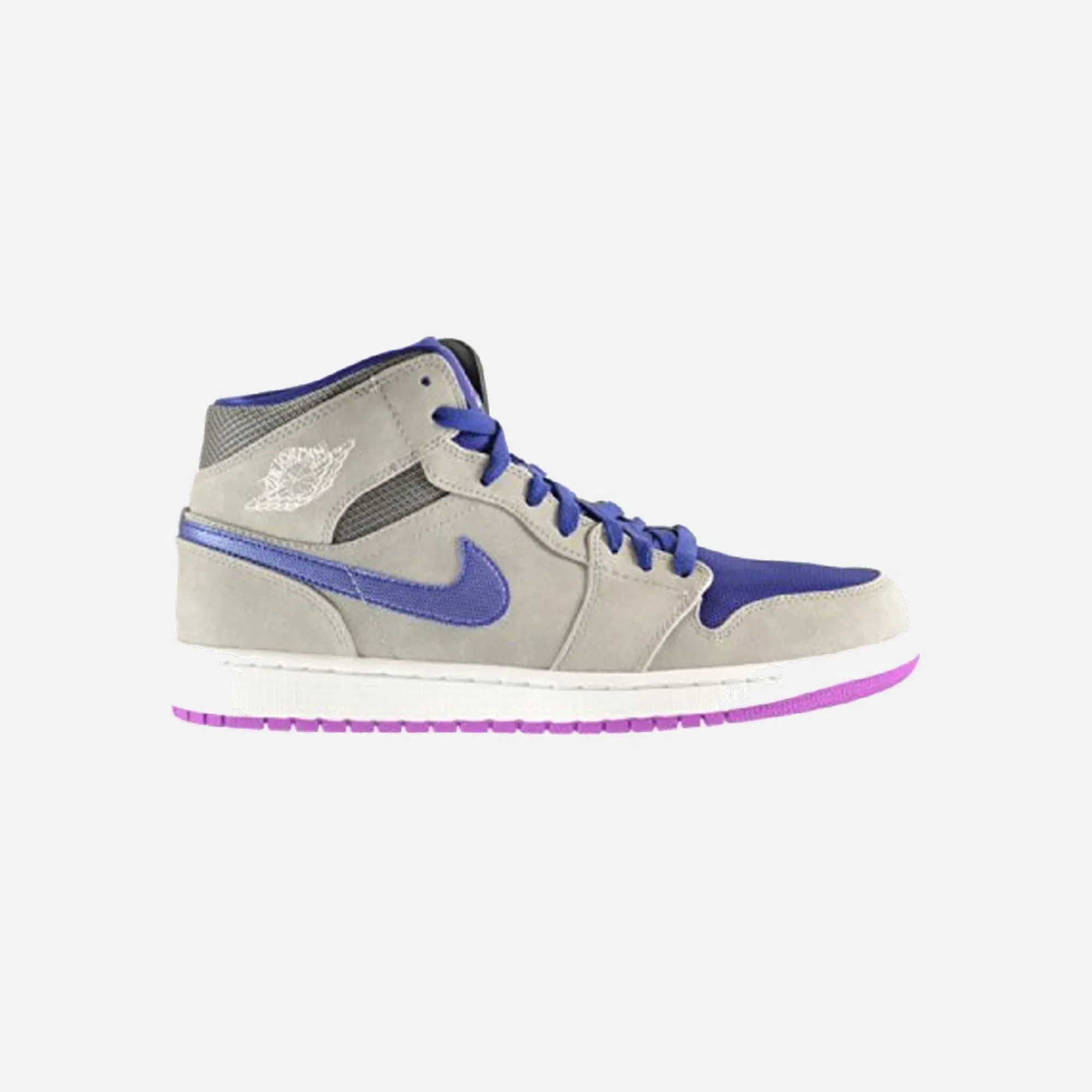 Jordan 1 Mid Matte Silver Laser Purple