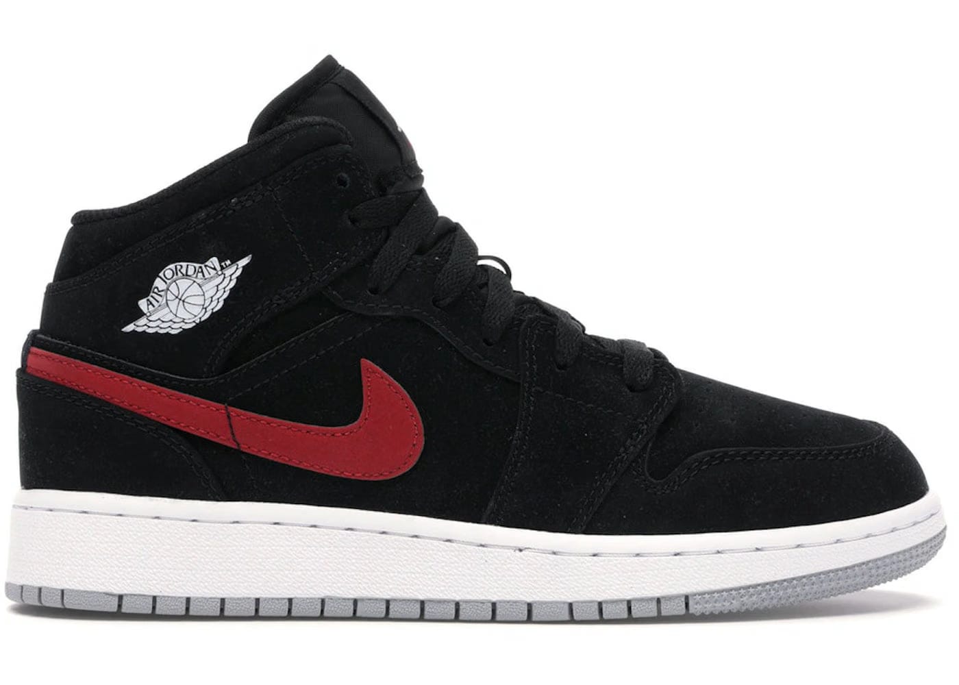 Jordan 1 Mid Multi-Color Swoosh Black Gs