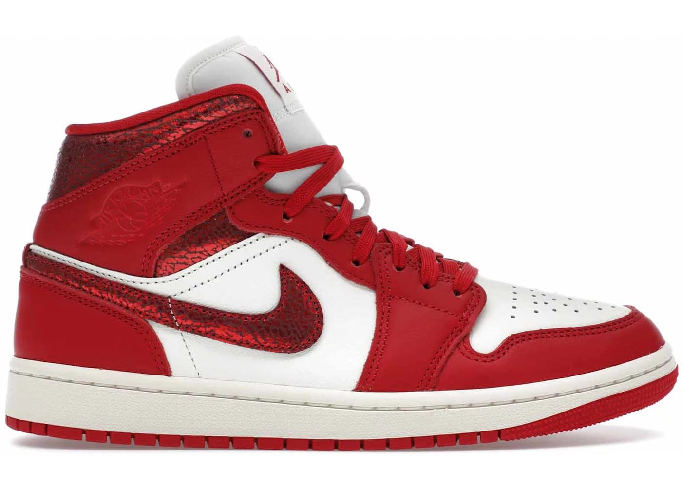 Jordan 1 Mid Se Red Cracked Leather Womens