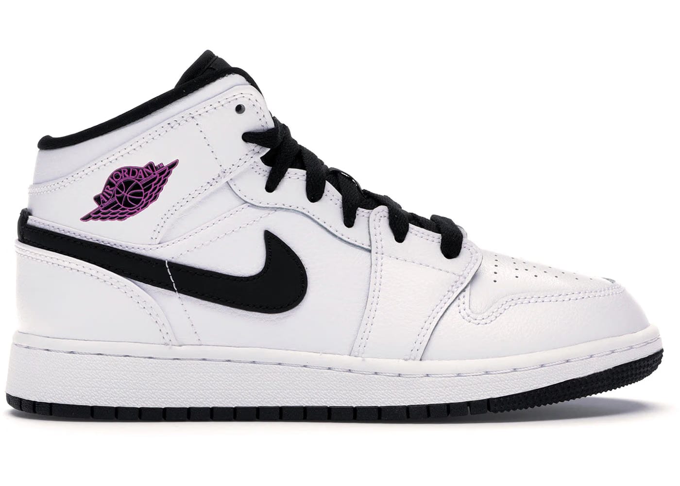 Jordan 1 Mid White Black Fuchsia Blast Gs