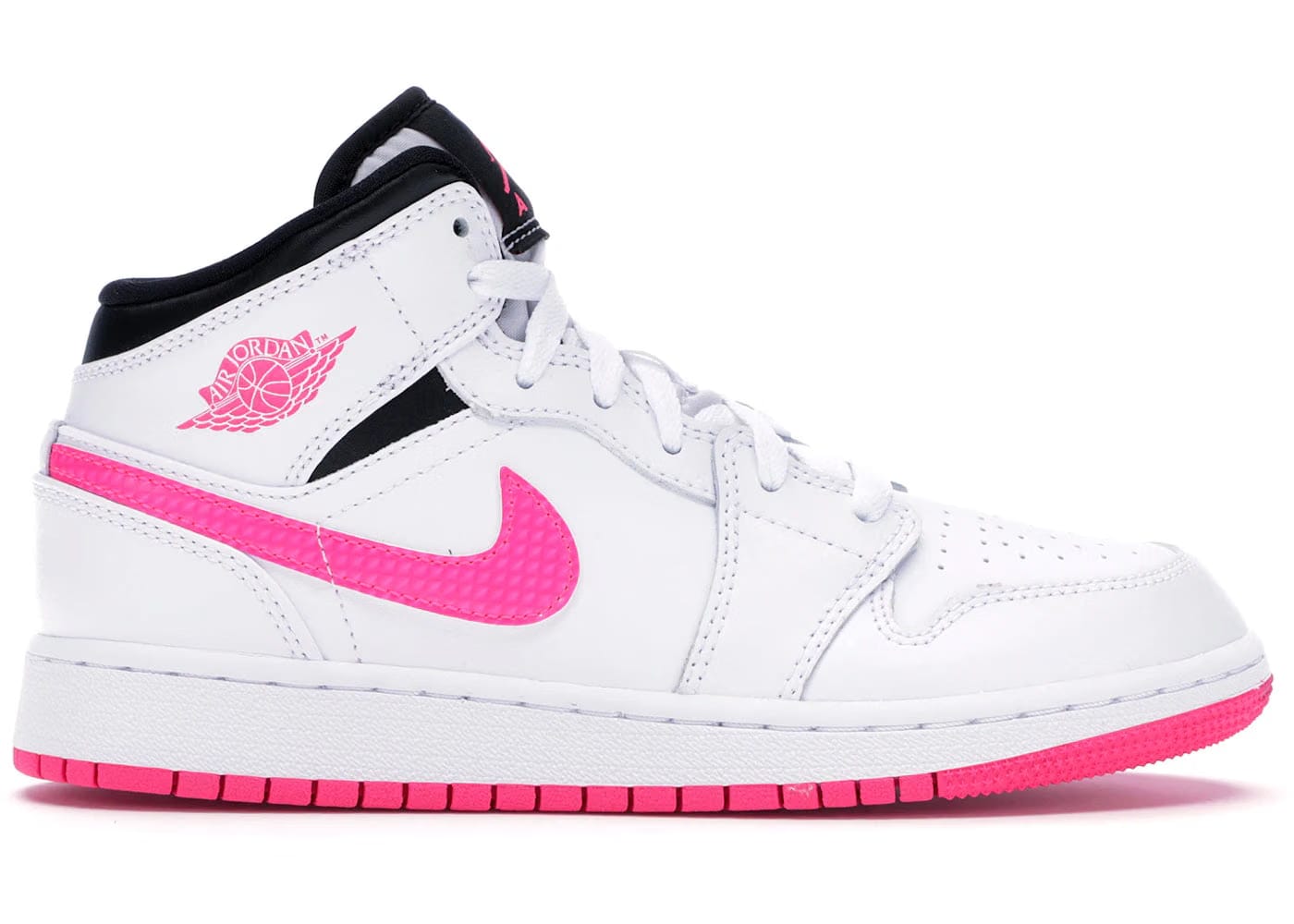 Jordan 1 Mid White Black Hyper Pink Gs