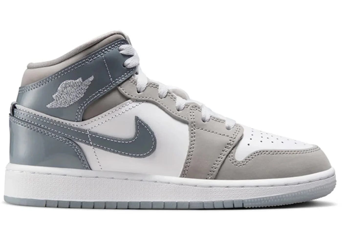 Jordan 1 Mid White Medium Cool Grey Gs