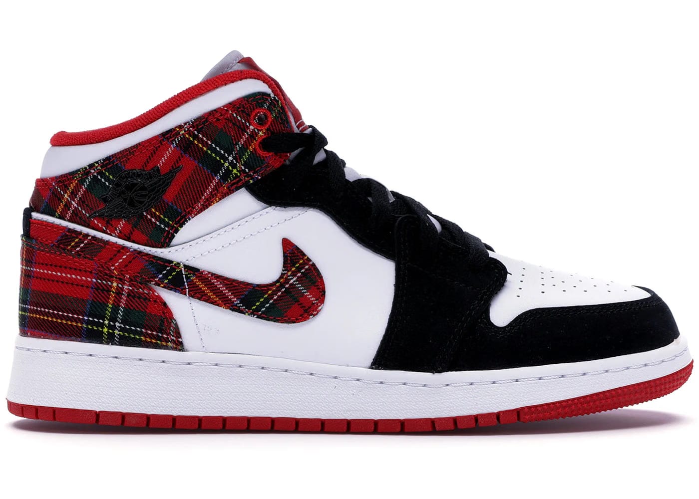 Jordan 1 Mid White Plaid Gs