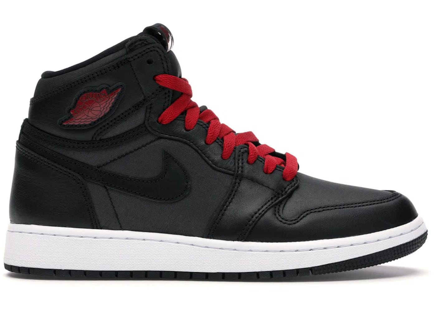 Jordan 1 Retro High Black Satin Gym Red Black Gs
