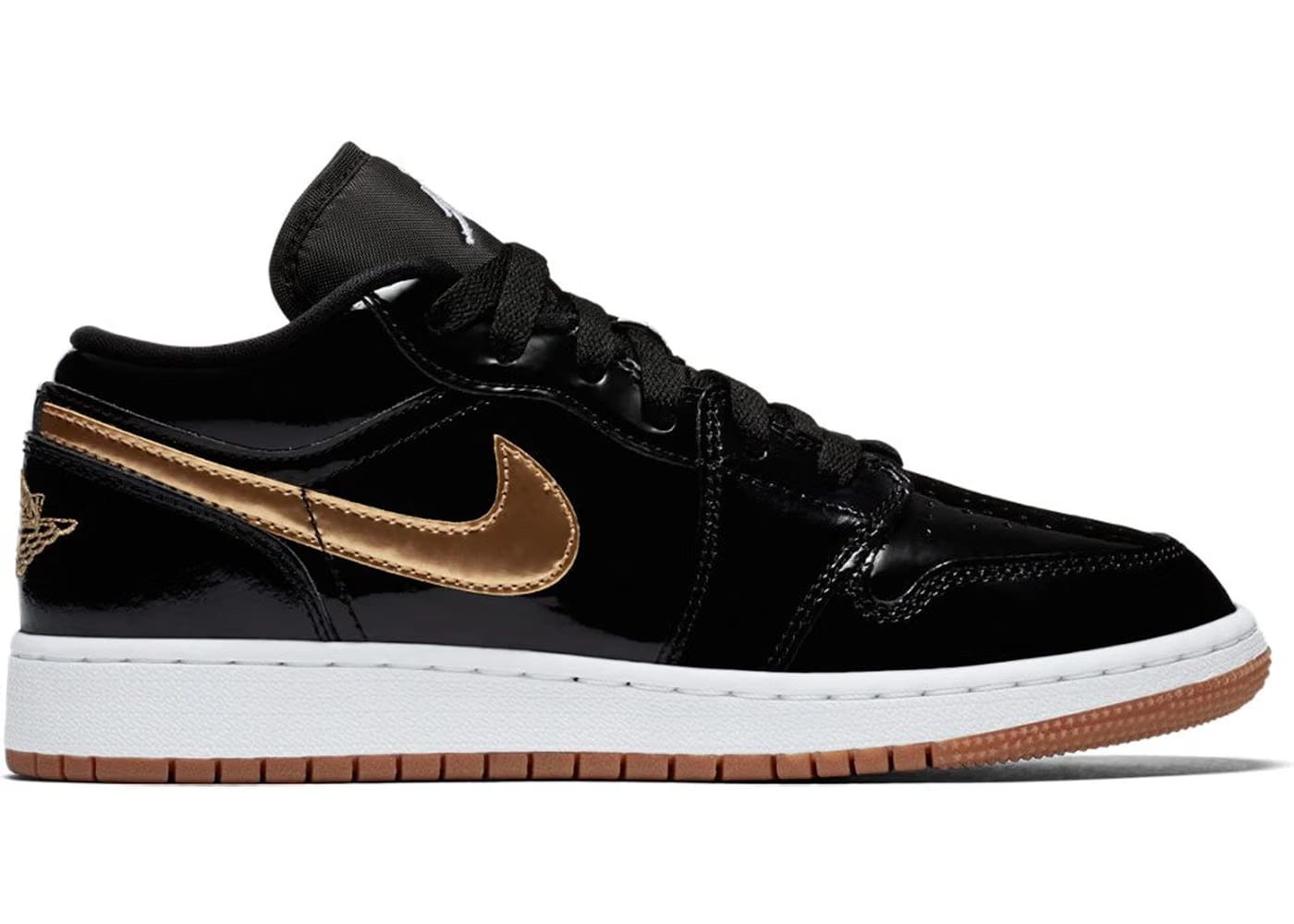 Jordan 1 Retro Low Black Gold Patent Gs