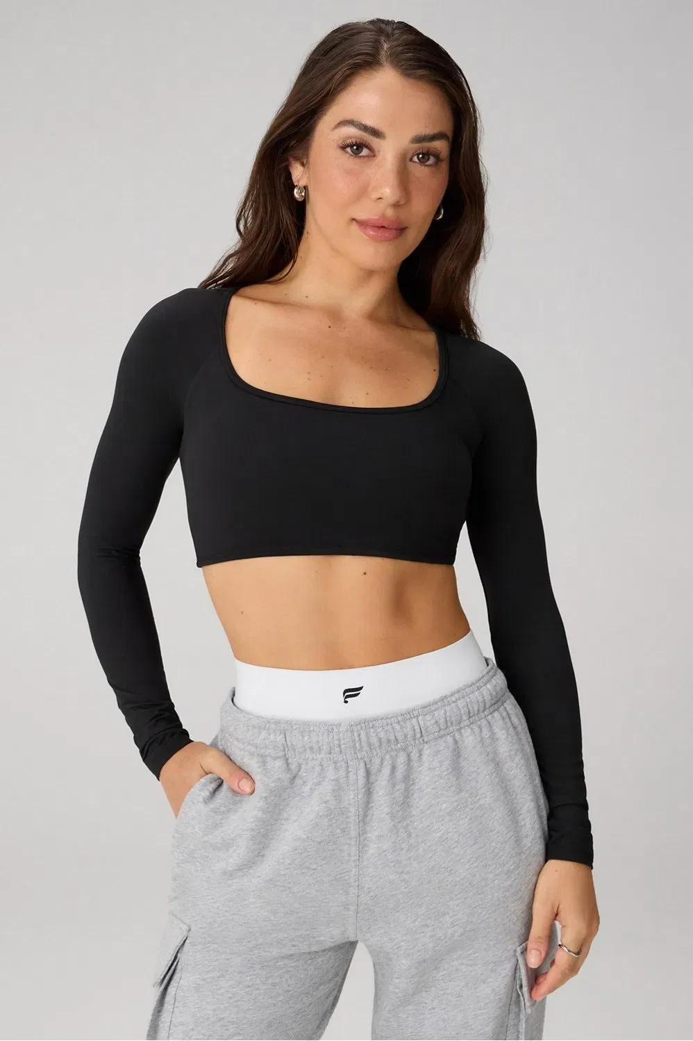 Fabletics AirLite Long - Sleeve Crop Top