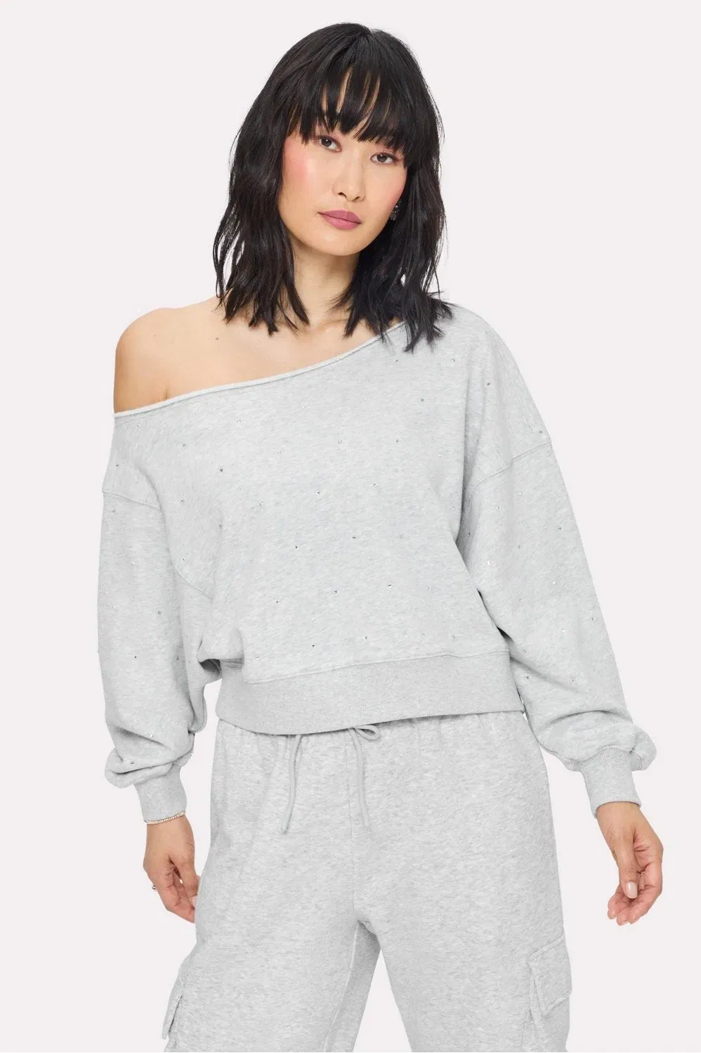 Fabletics Bling Thing Off - The - Shoulder Sweatshirt