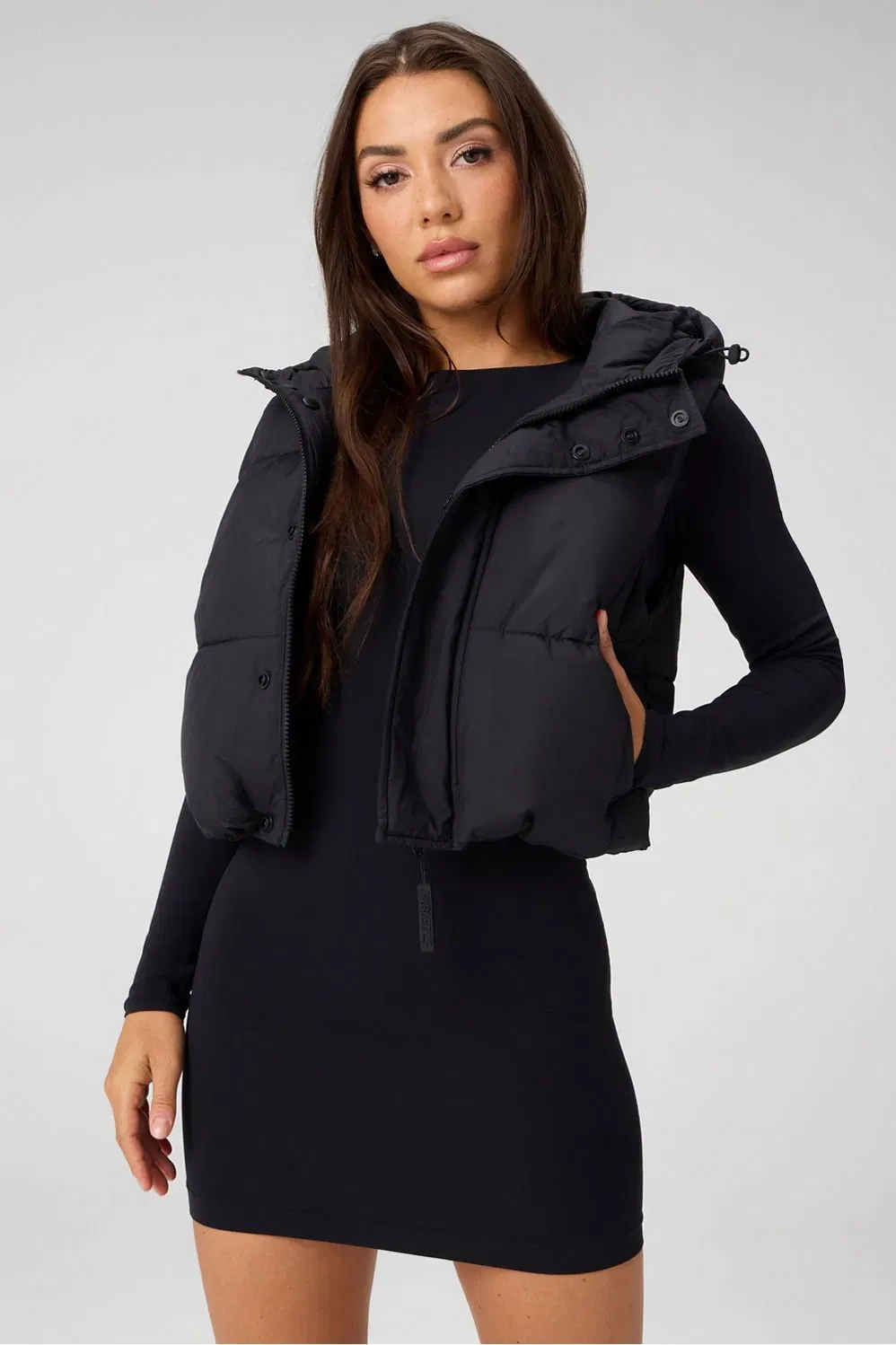 Fabletics Essential Cropped Hooded Puffer Vest