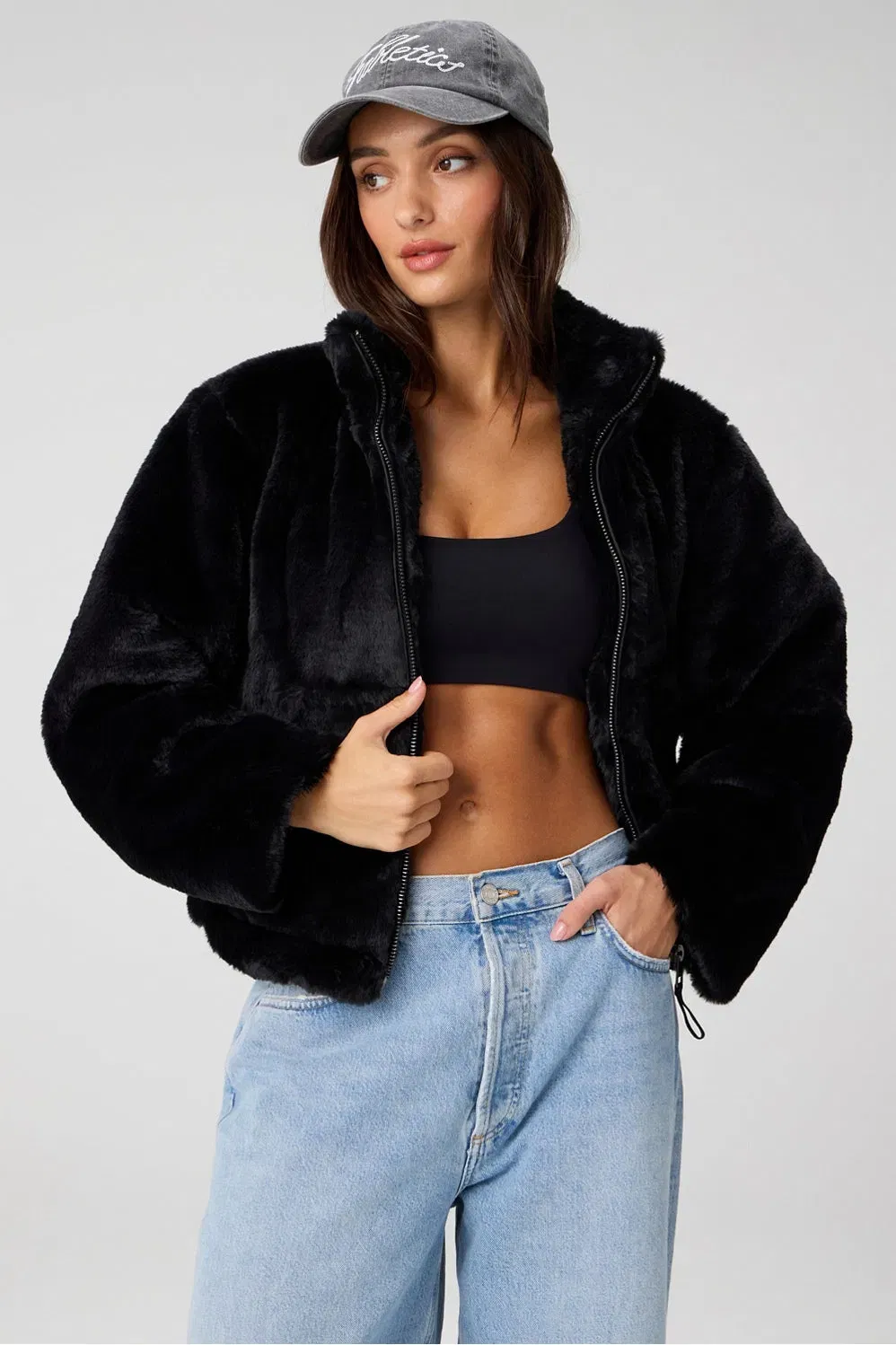 Fabletics Faux Fur Cropped Full - Zip Jacket