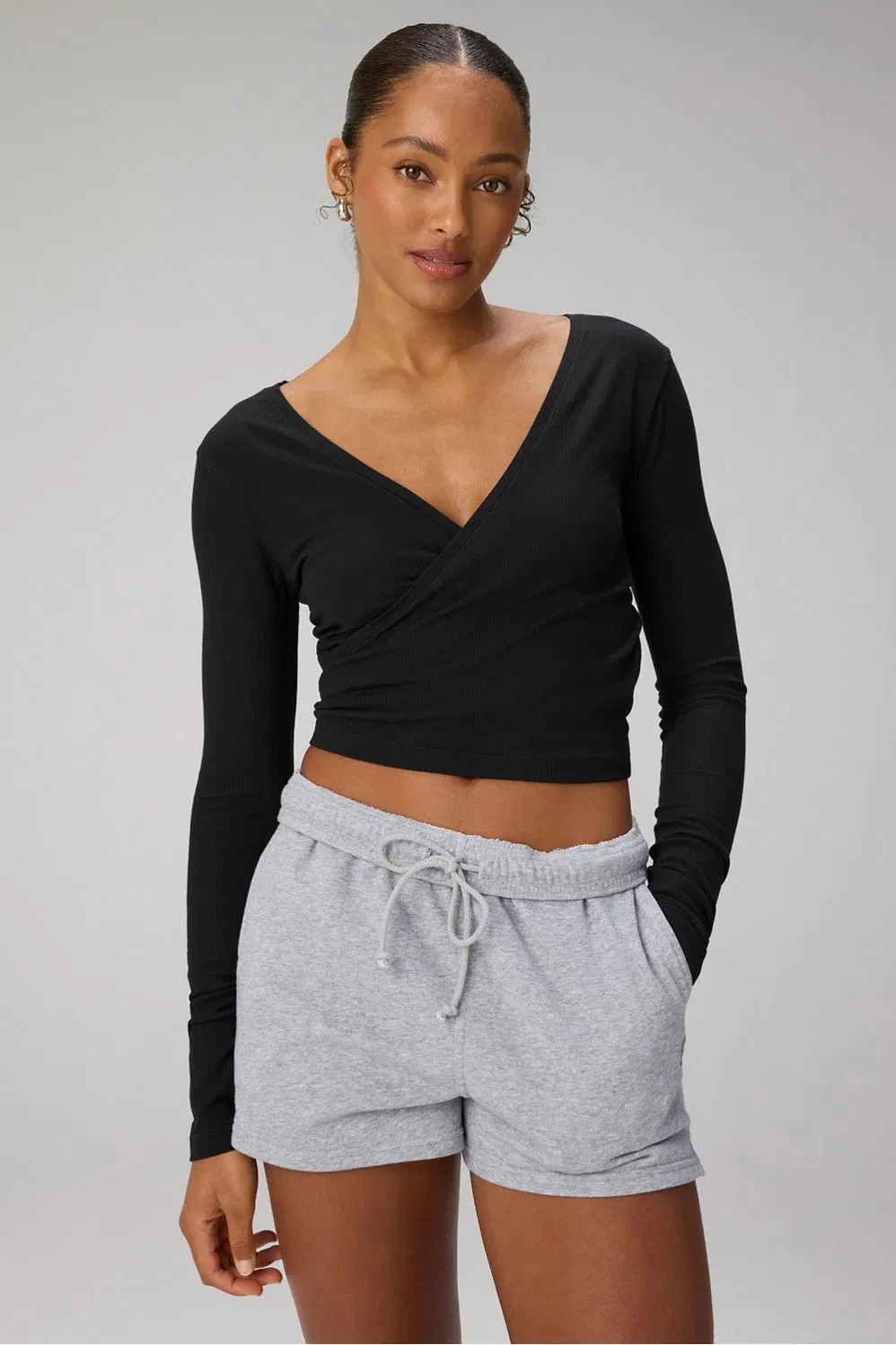 Fabletics Modal Rib V - Neck Crop L/S Top
