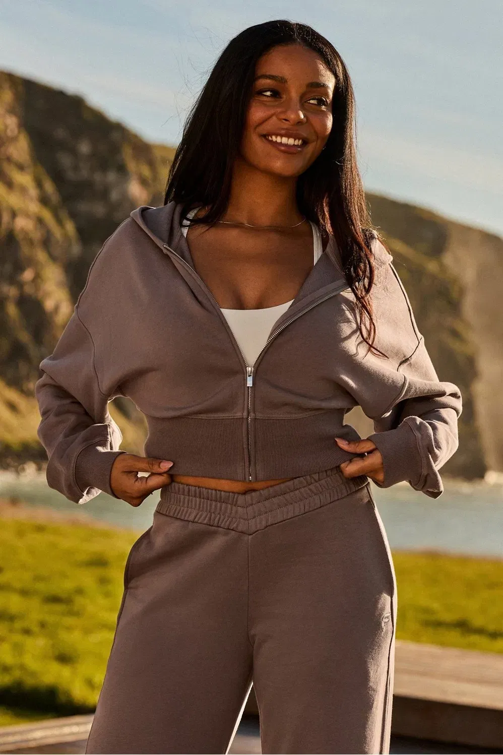 Fabletics Year Round Terry Cropped Full - Zip Hoodie