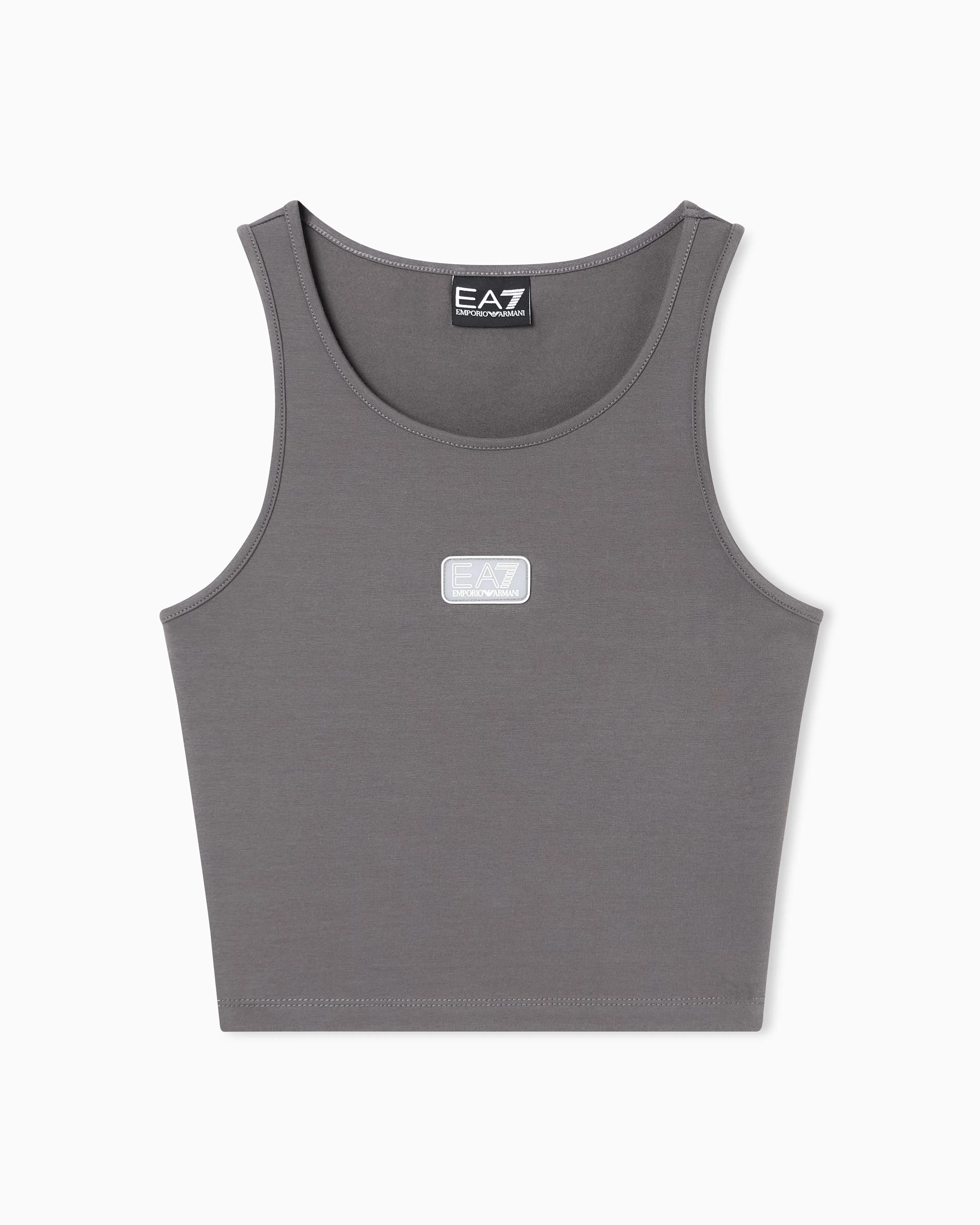 EA7 Logo Series stretch cotton jersey top with logo