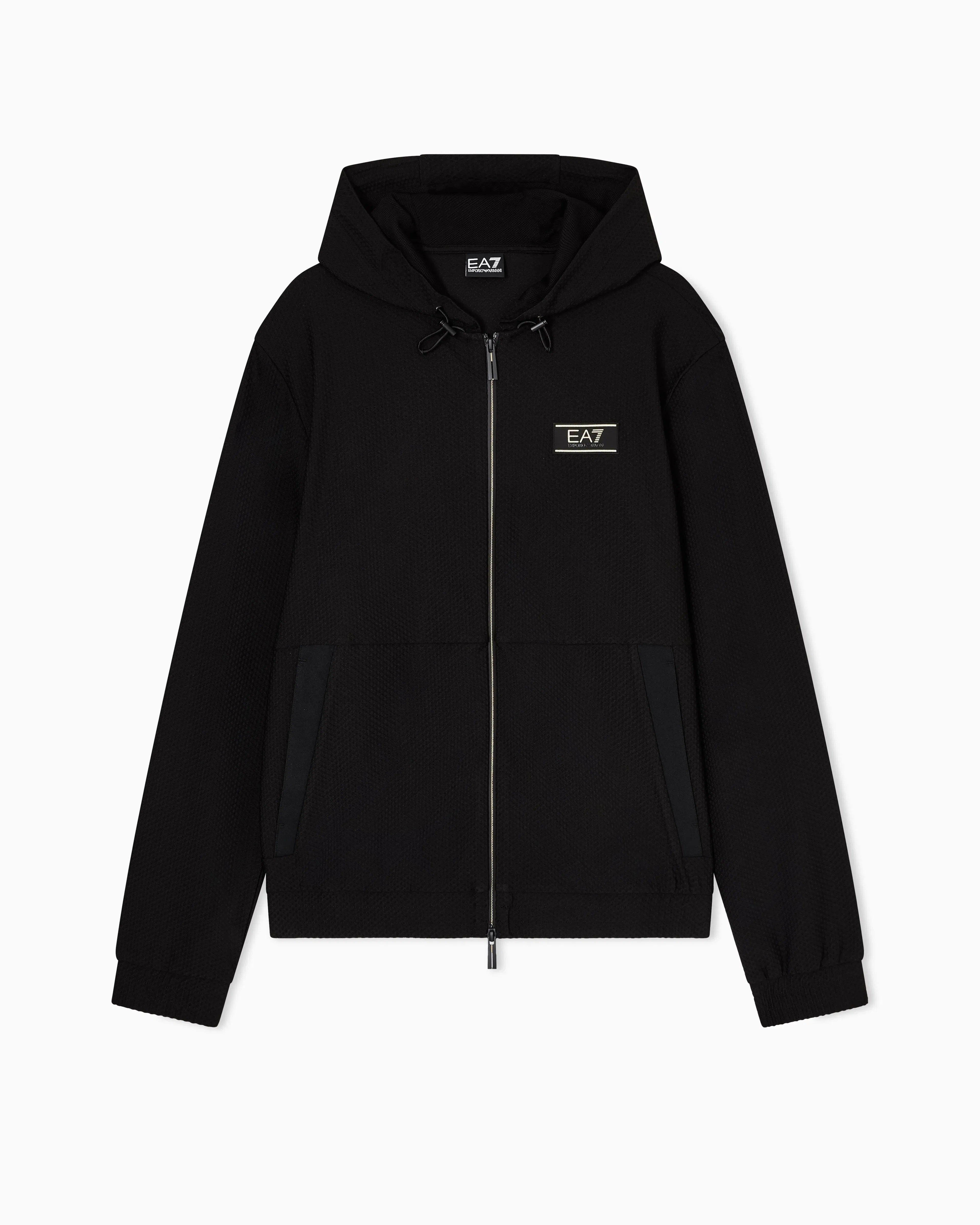 EA7 Premium Label technical fabric hooded sweatshirt