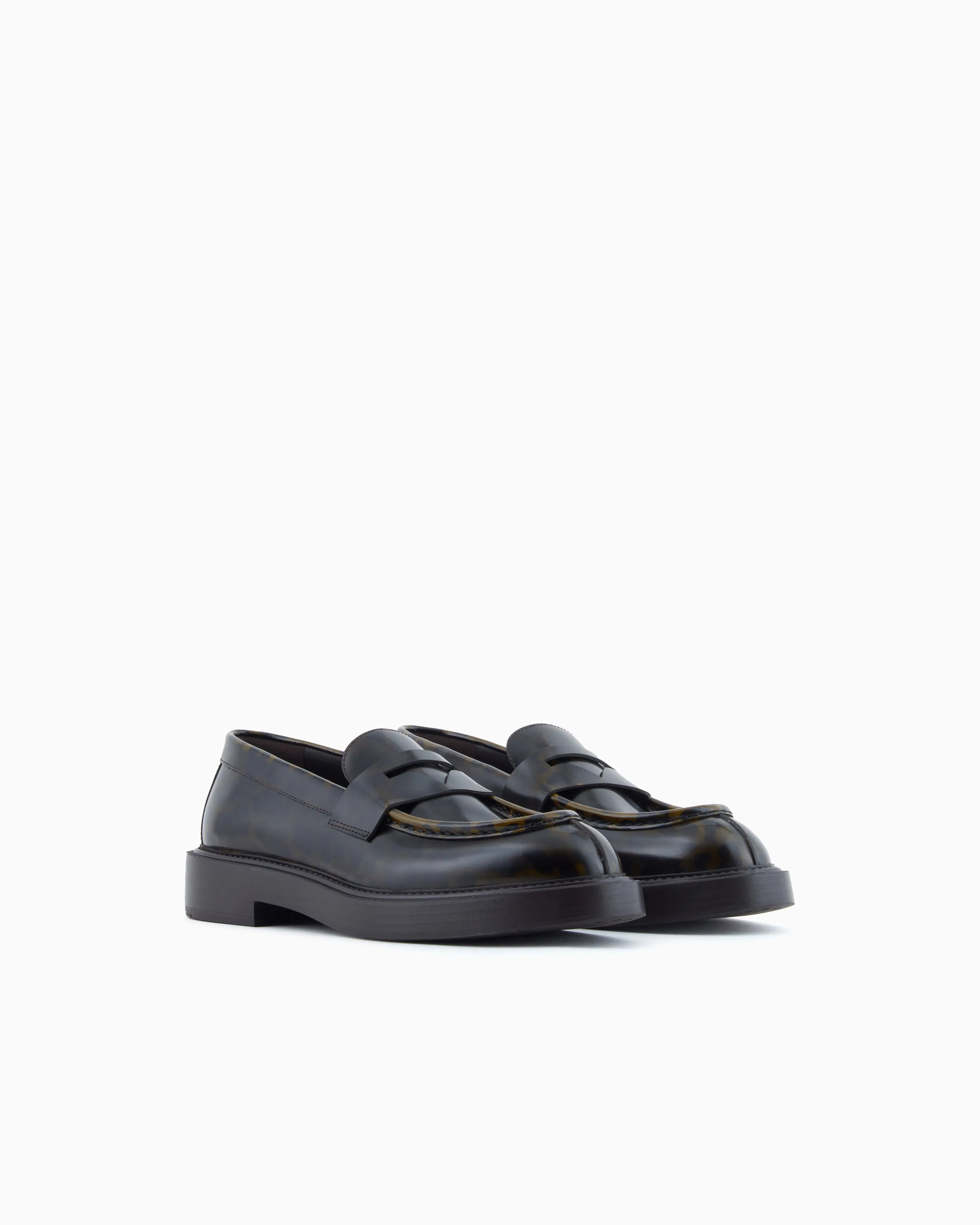 Emporio Armani Speckled Leather Loafers Patterned