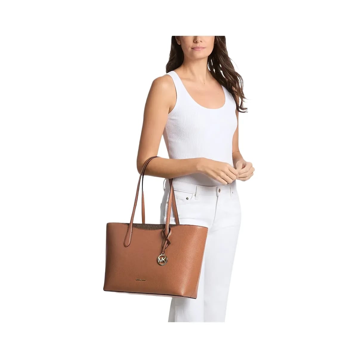 Michael Kors Arden Large Pebbled Leather Tote Bag Brown