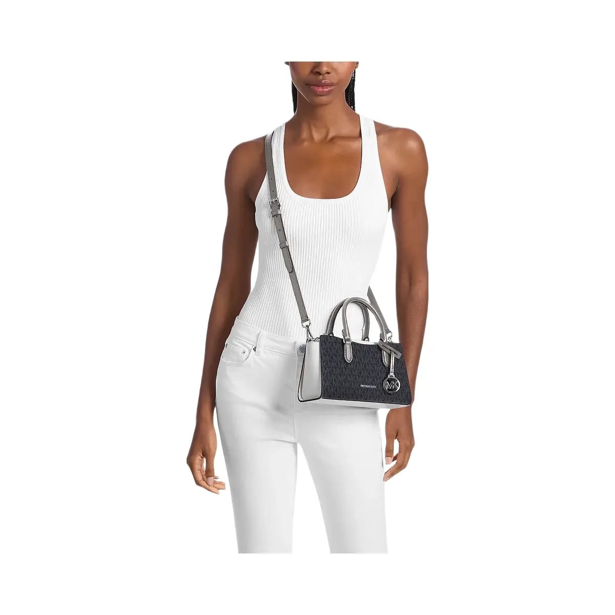Michael Kors Arden Small Color - Block Signature Logo Messenger Bag Black Combo