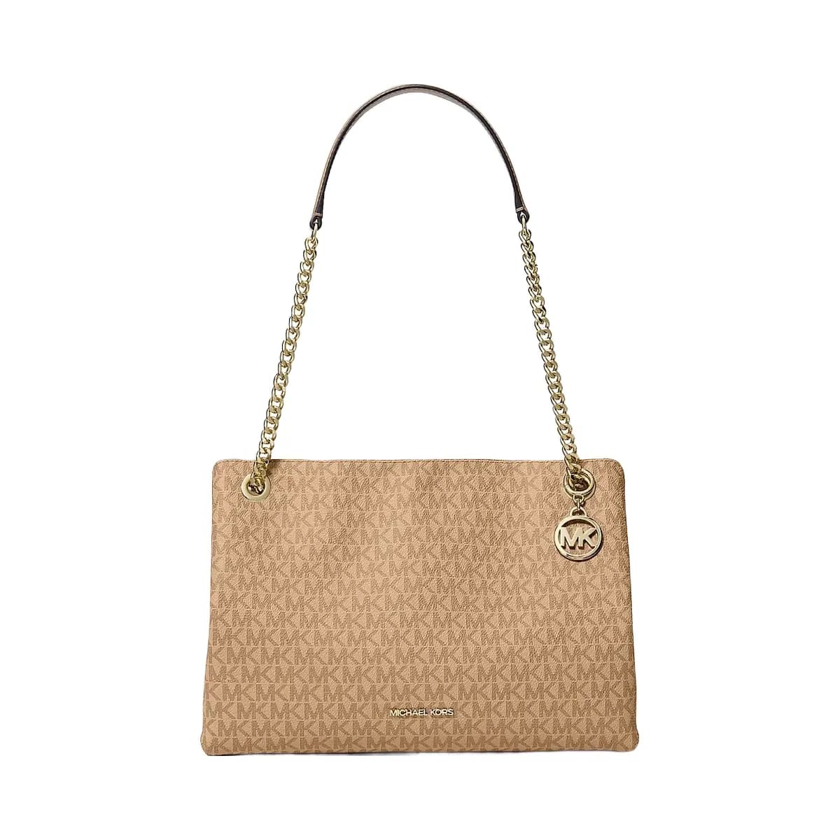 Michael Kors Christina Medium Signature Logo Messenger Bag Camel