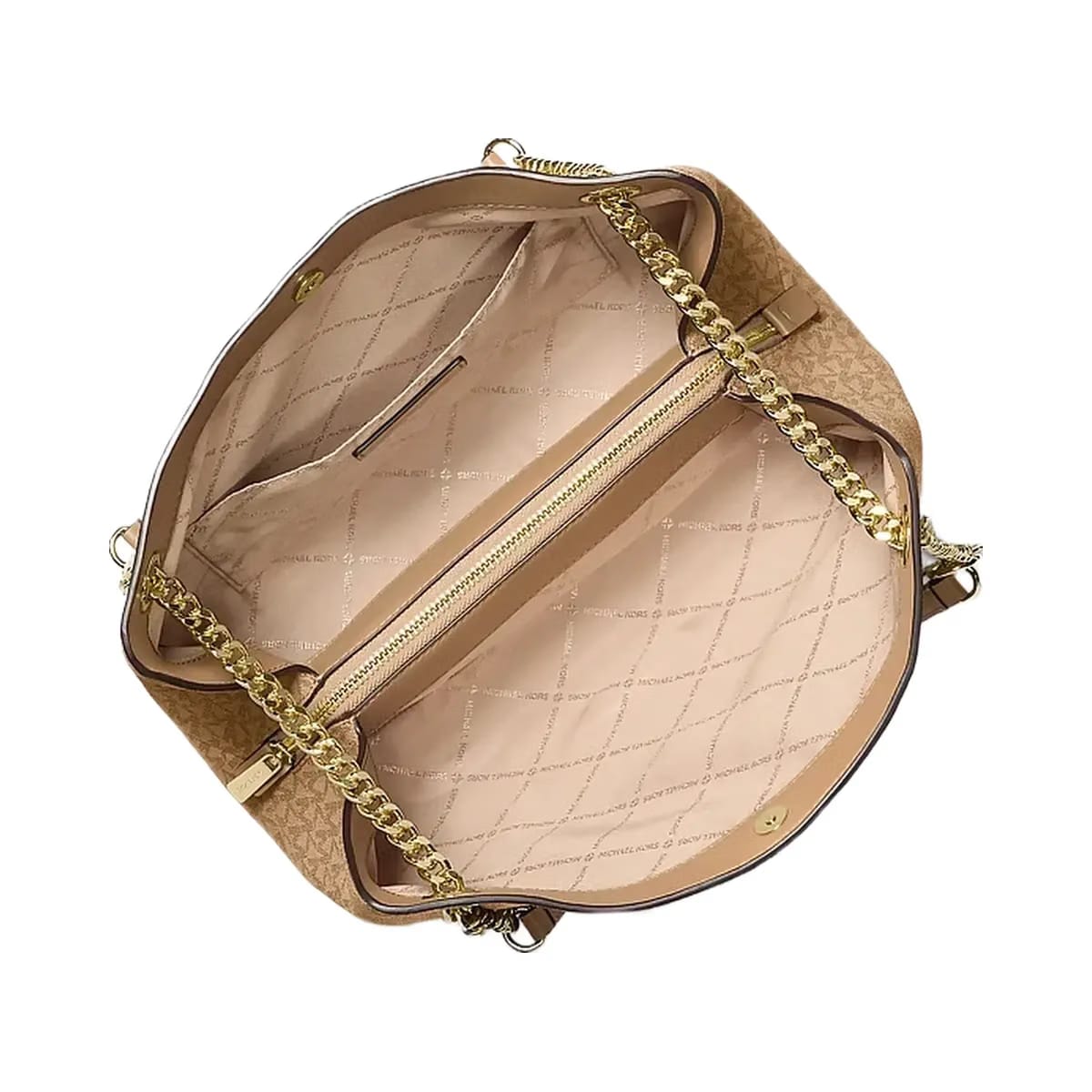 Michael Kors Christina Medium Signature Logo Messenger Bag Camel