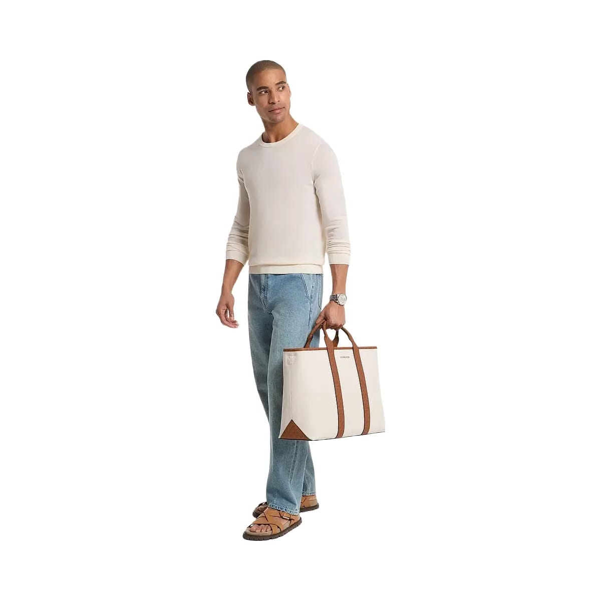 Michael Kors Cooper Medium Pebbled Leather and Signature Logo Tote Bag Lt Crm - Lugg