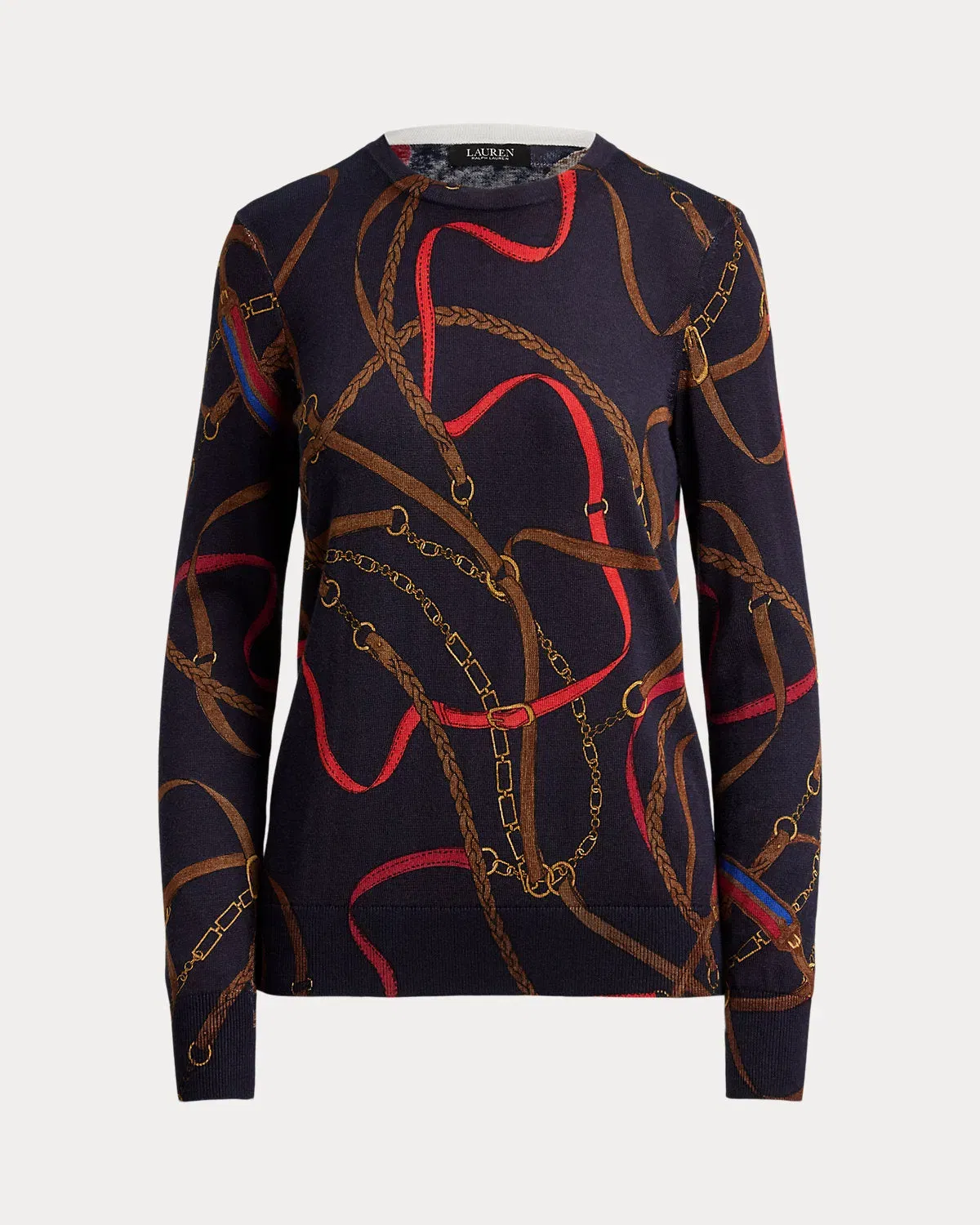Ralph Lauren BeltingPrint CottonBlend Sweater