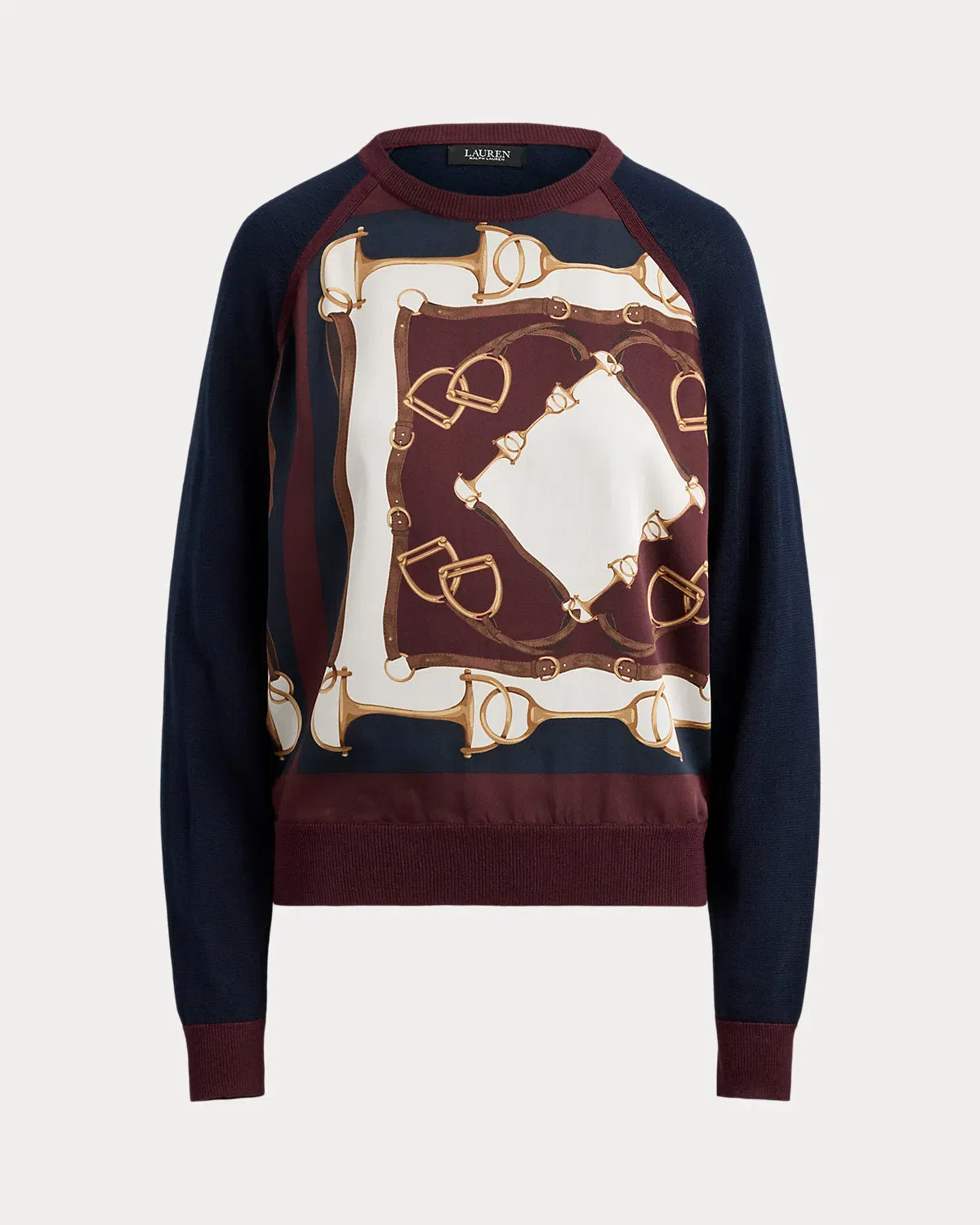 Ralph Lauren EquestrianPrint CottonBlend Sweater