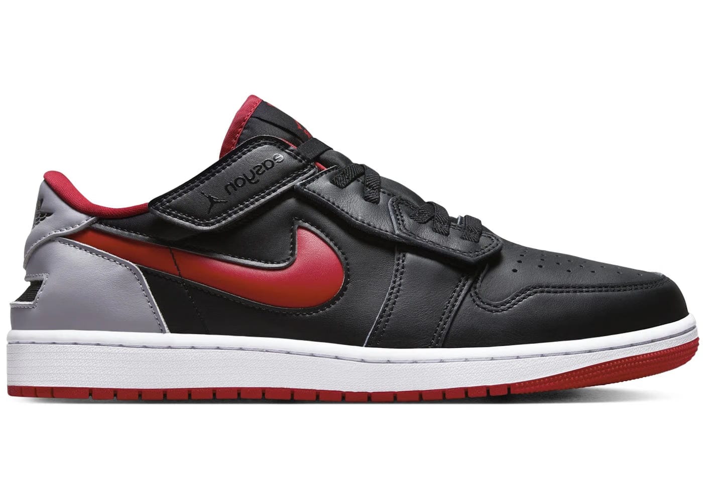 Jordan 1 Low Flyease Black Cement Grey White Fire Red