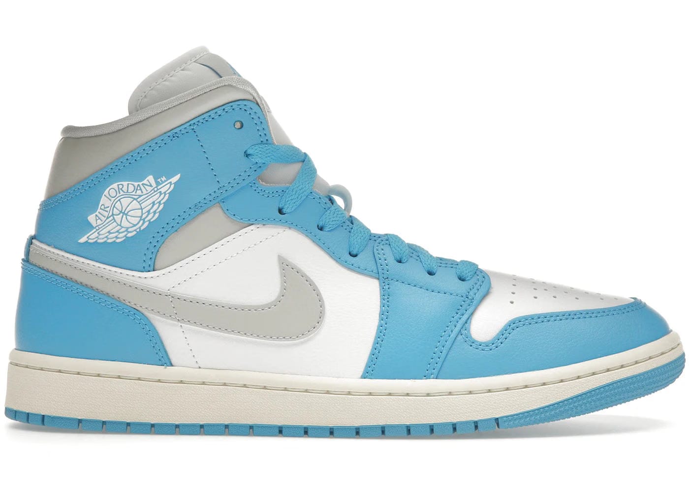 Jordan 1 Mid Dark Powder Blue White Sail Neutral Grey Womens