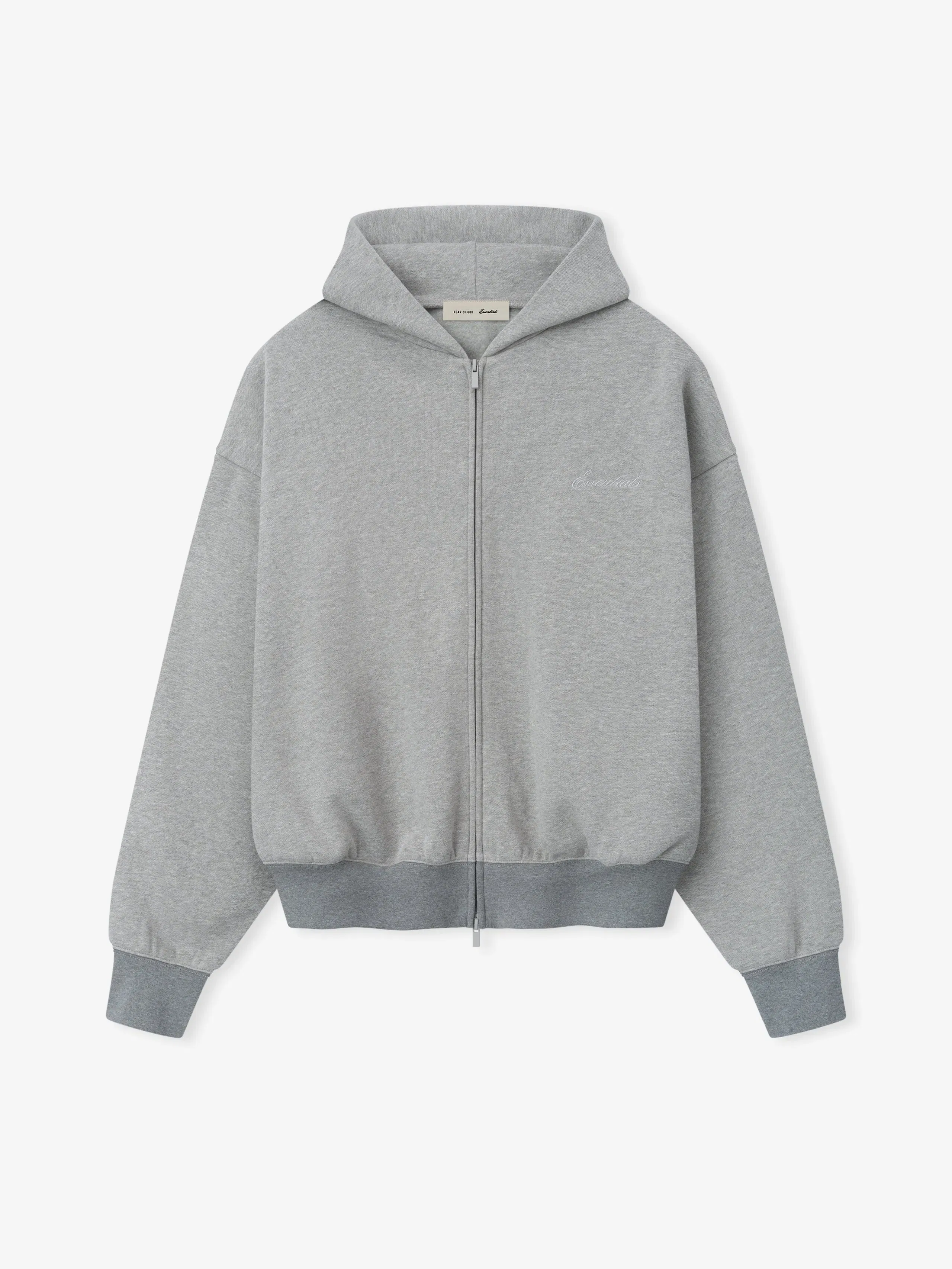 Essentials Signature Classic Full Zip Hoodie Concrete Heather