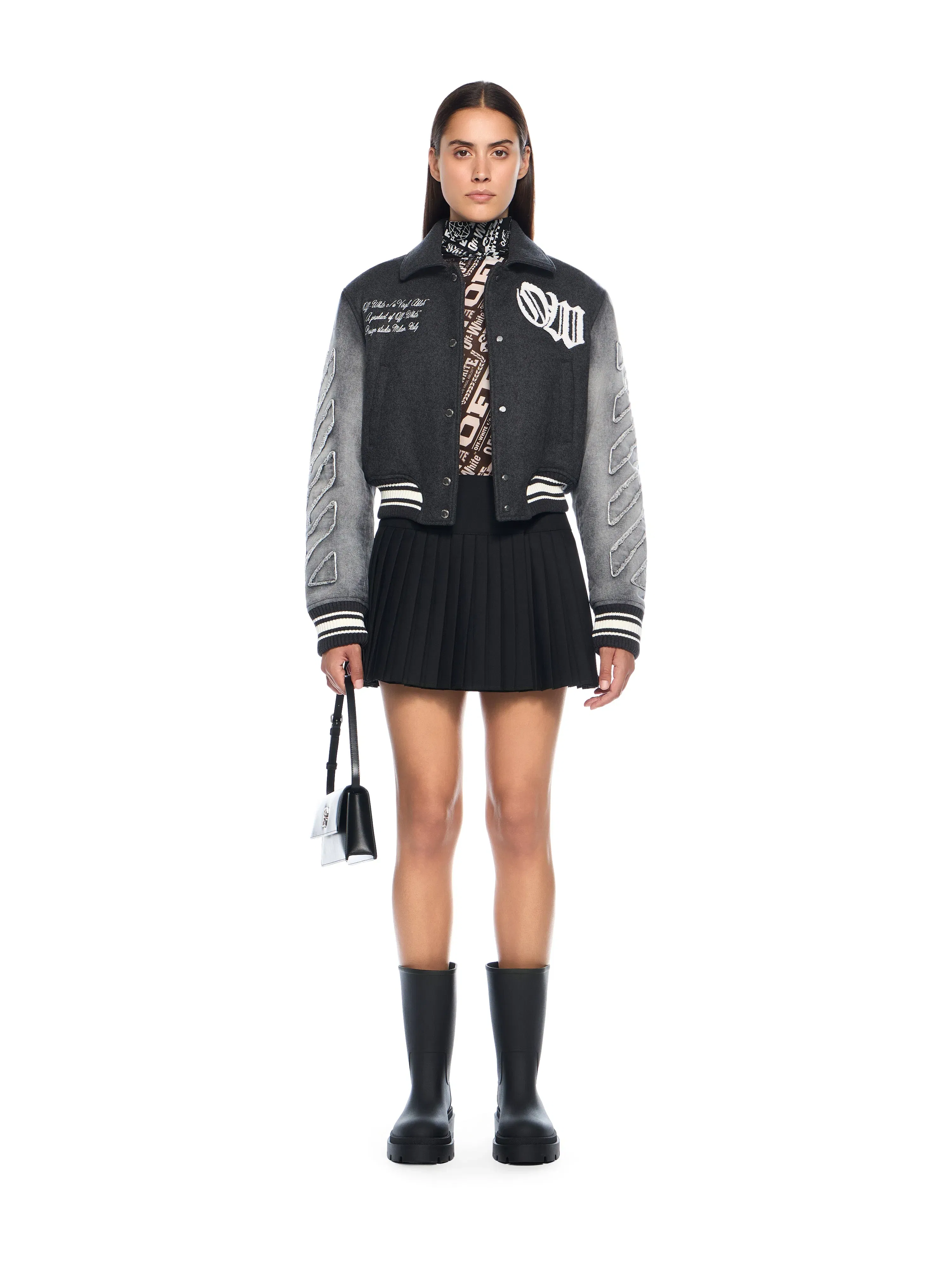 Off - White Big Bookish Logo Pleated Skirt Black
