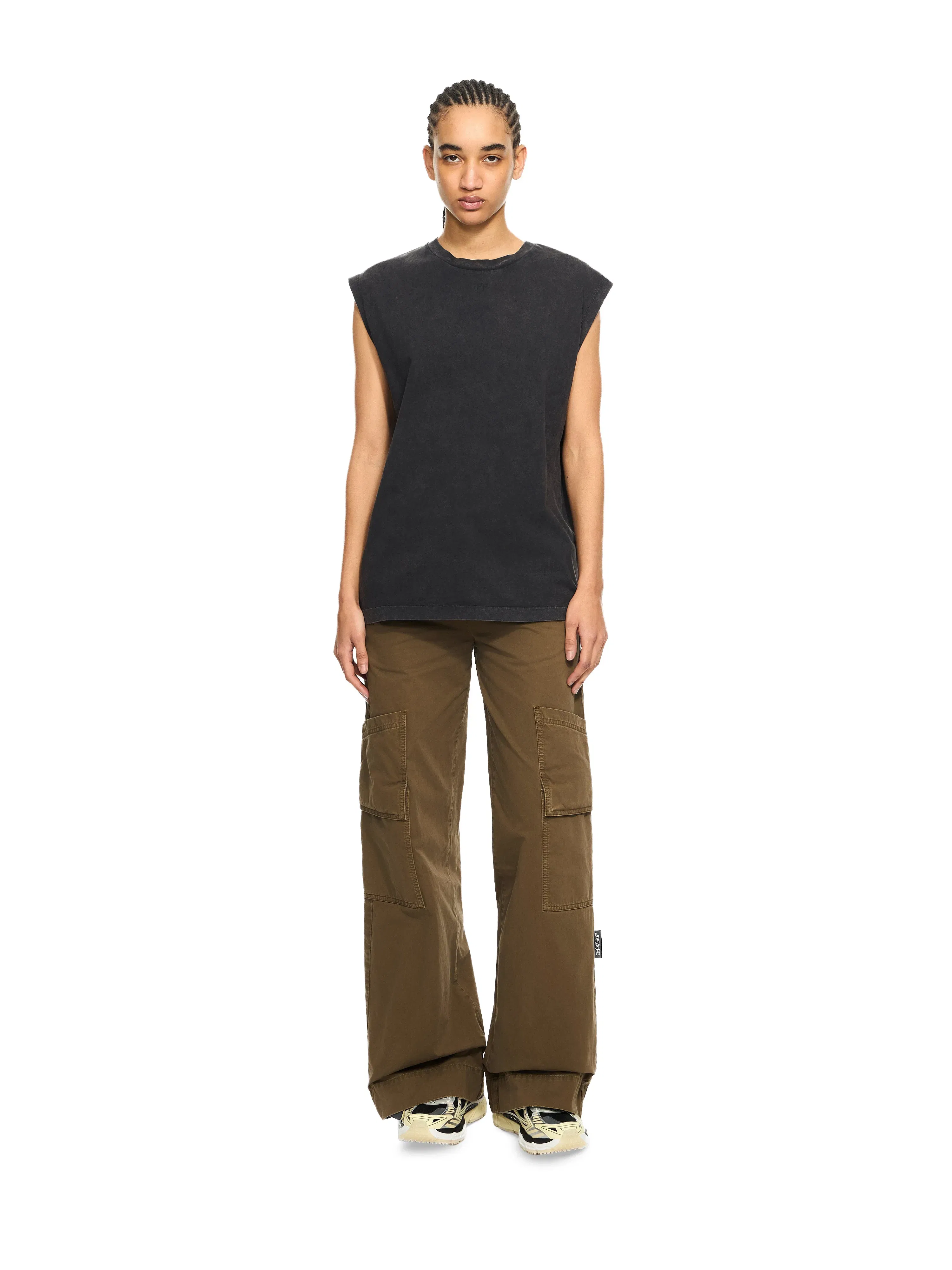 Off - White Butterfly Patch Open Back Tank Top Black