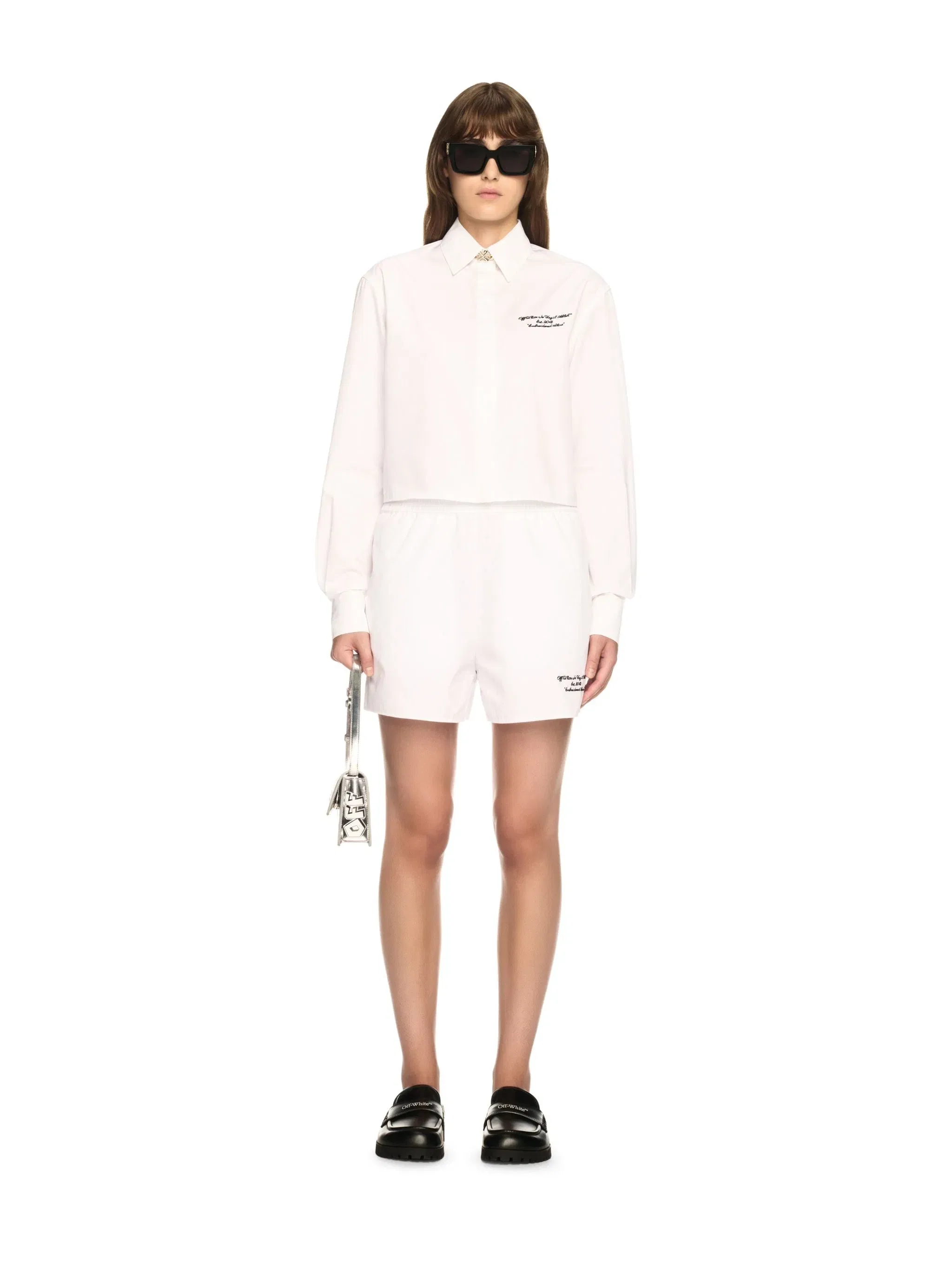 Off - White Embr Poplin Boxy Shirt Ls