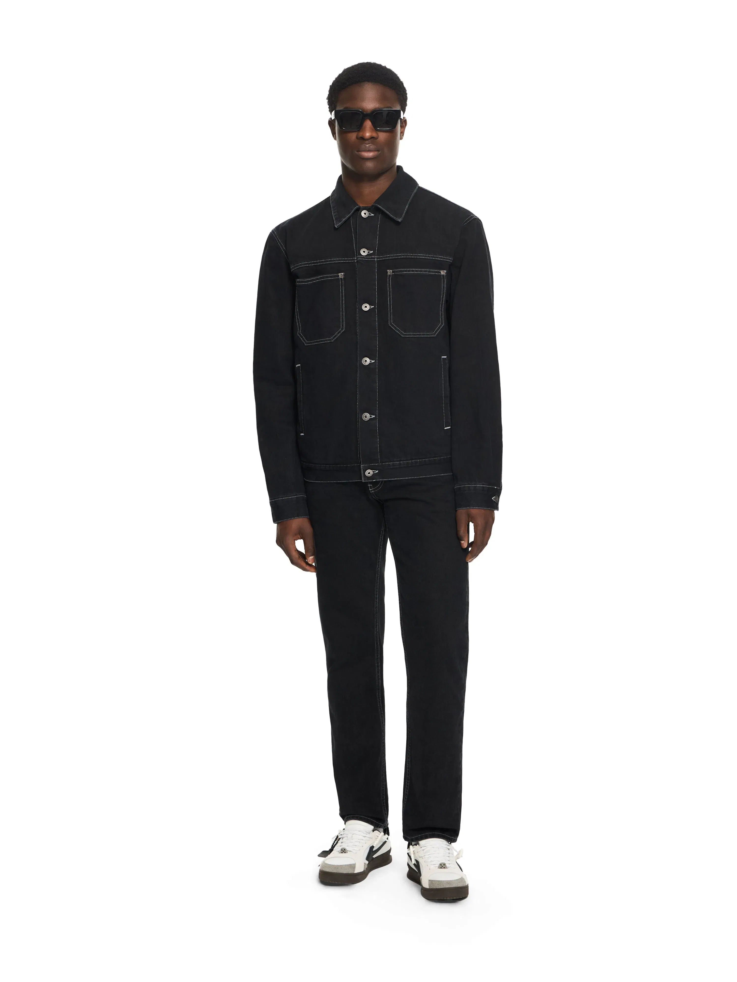 Off - White Half Arrow Denim Skate Jacket Grey