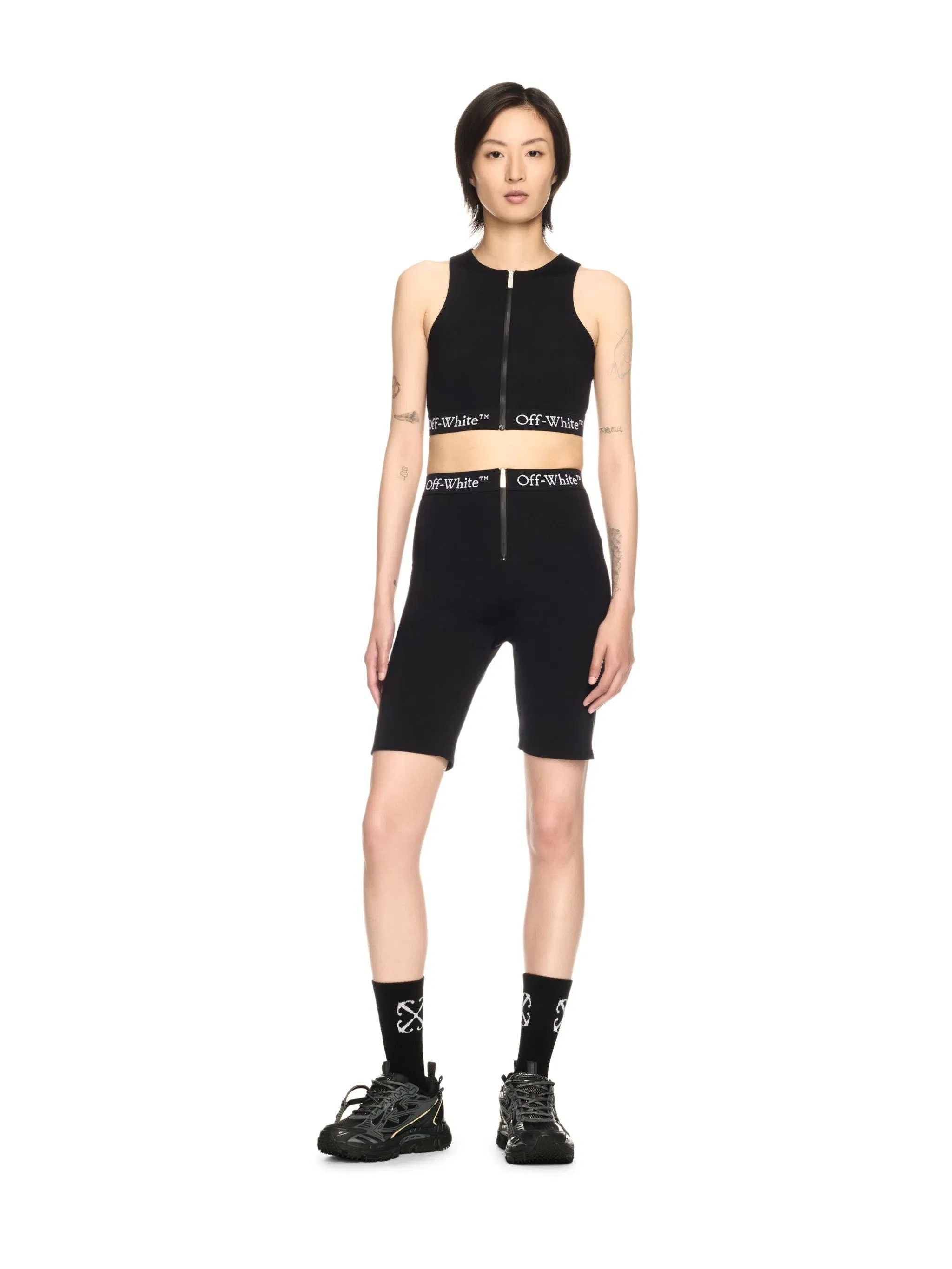 Off - White Logoband Zipped Shorts Black