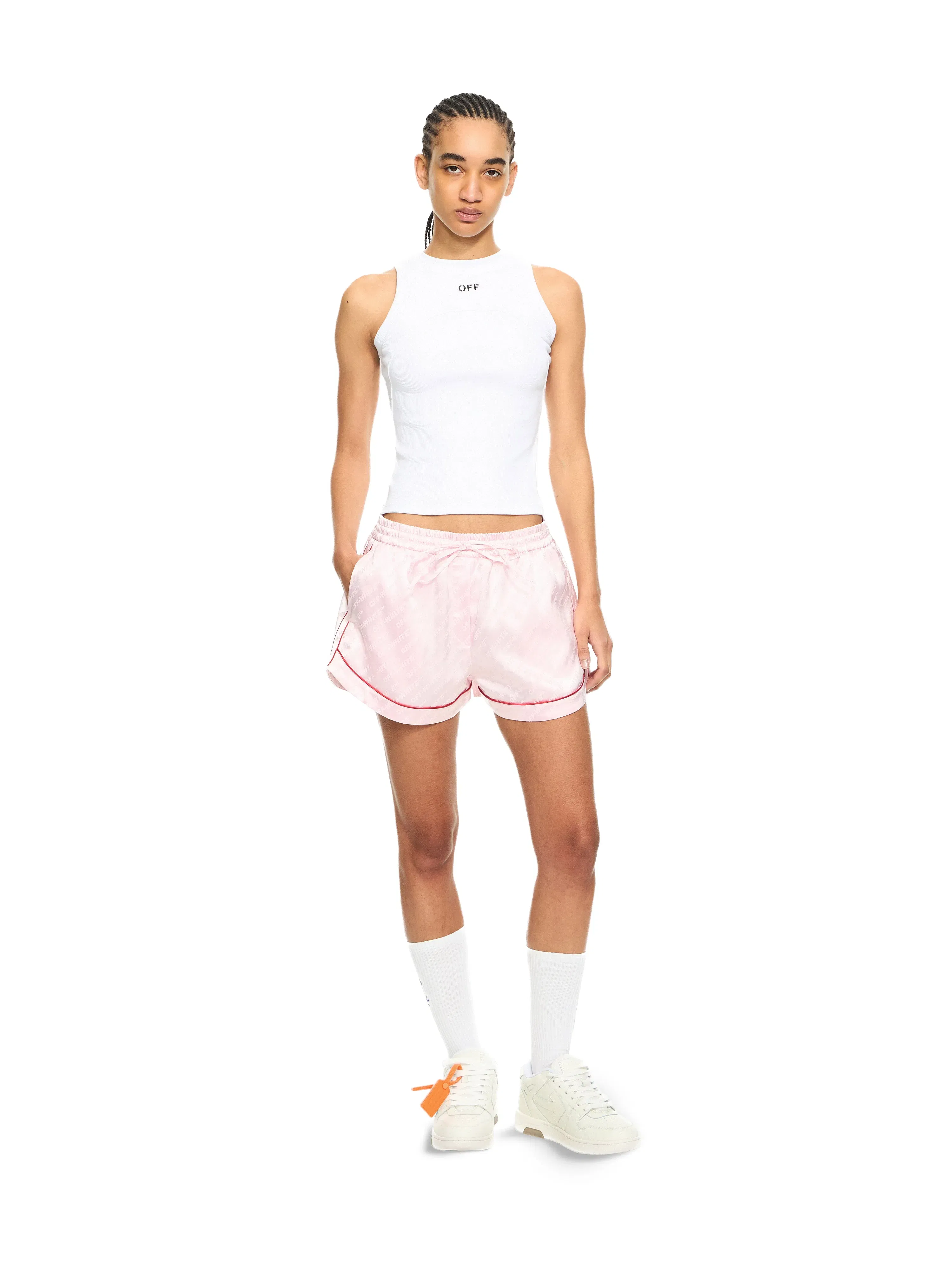 Off - White Off Stamp Ribbed Round Tank Top