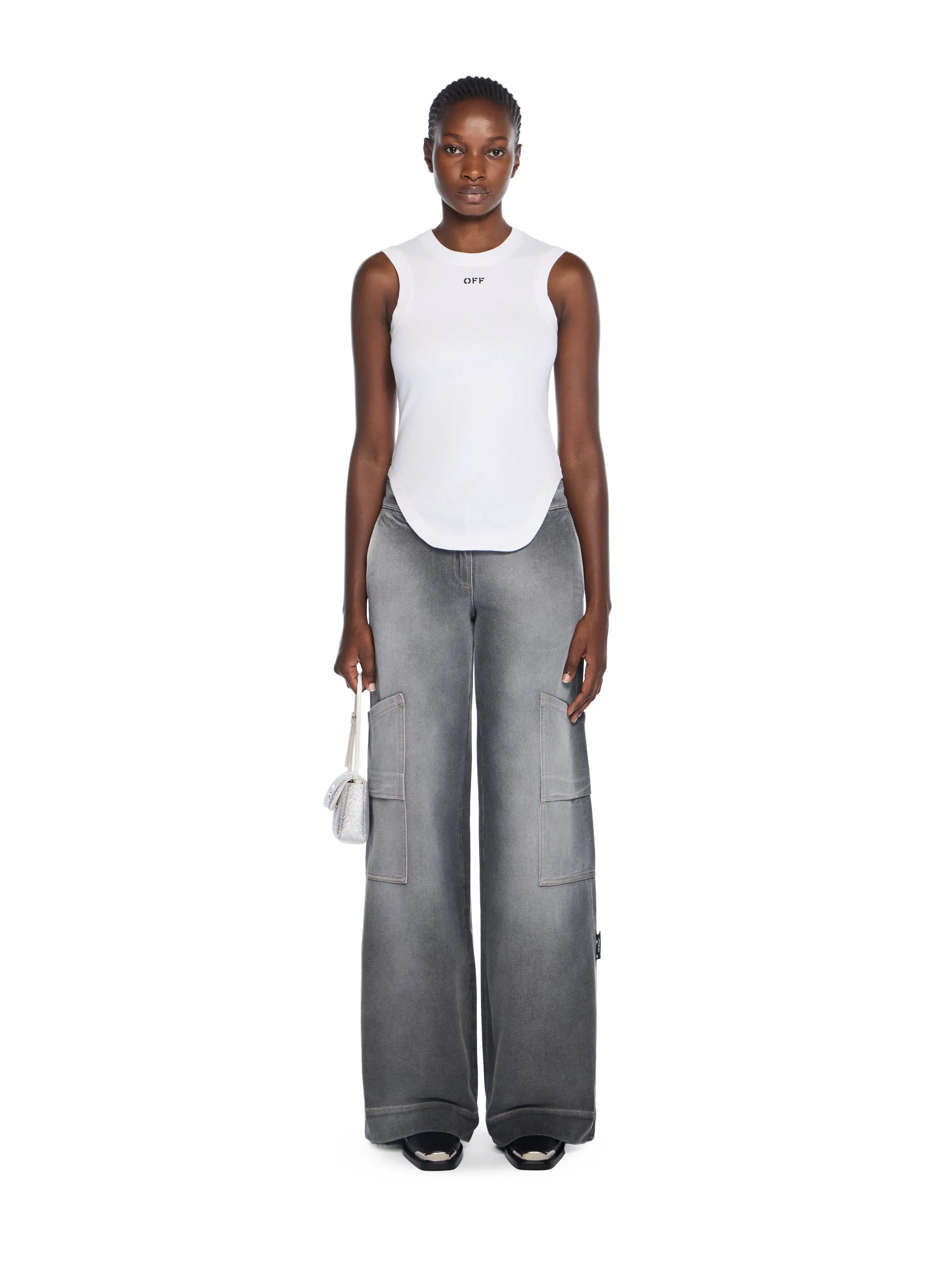 Off - White Off Stamp Rib Kat Top Black