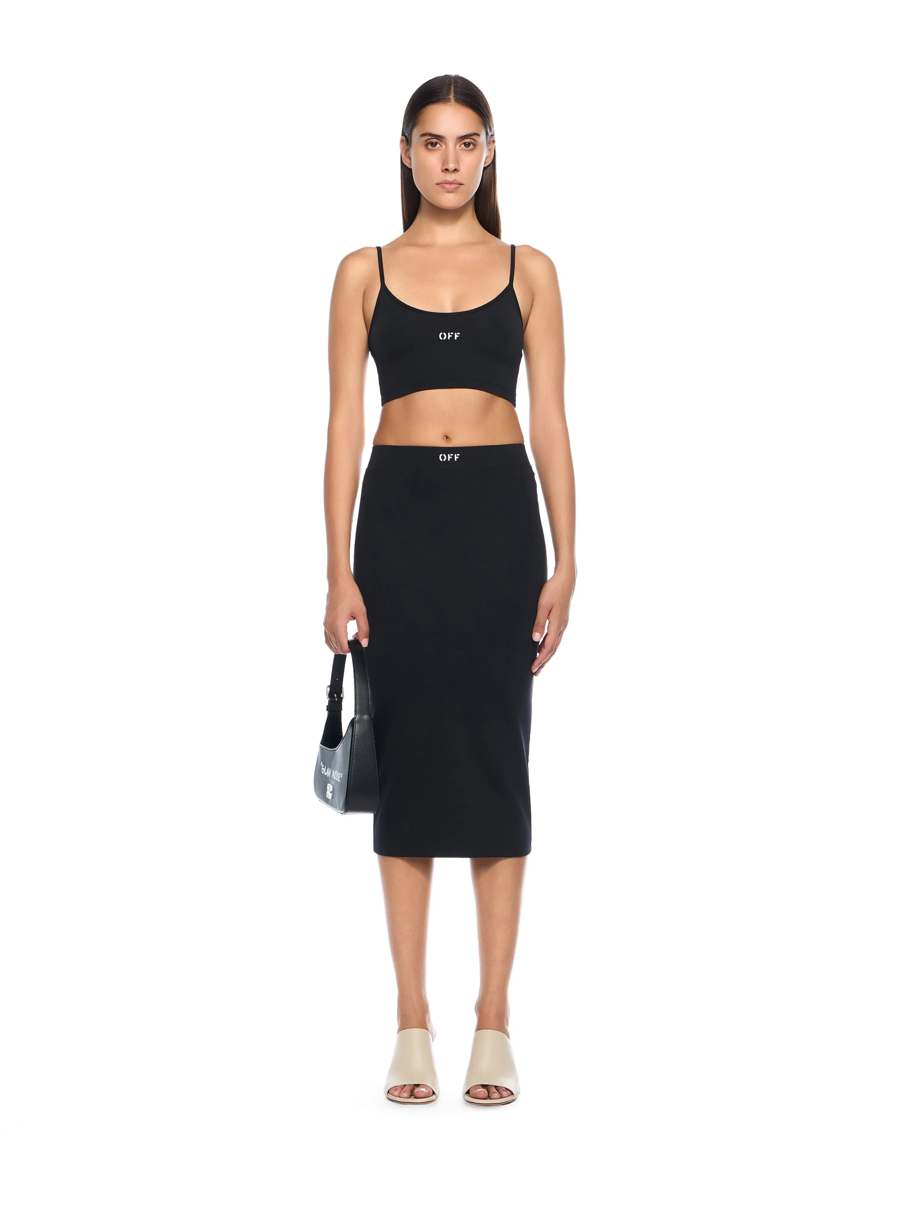 Off - White Sleek Spaghetti Strap Top Black