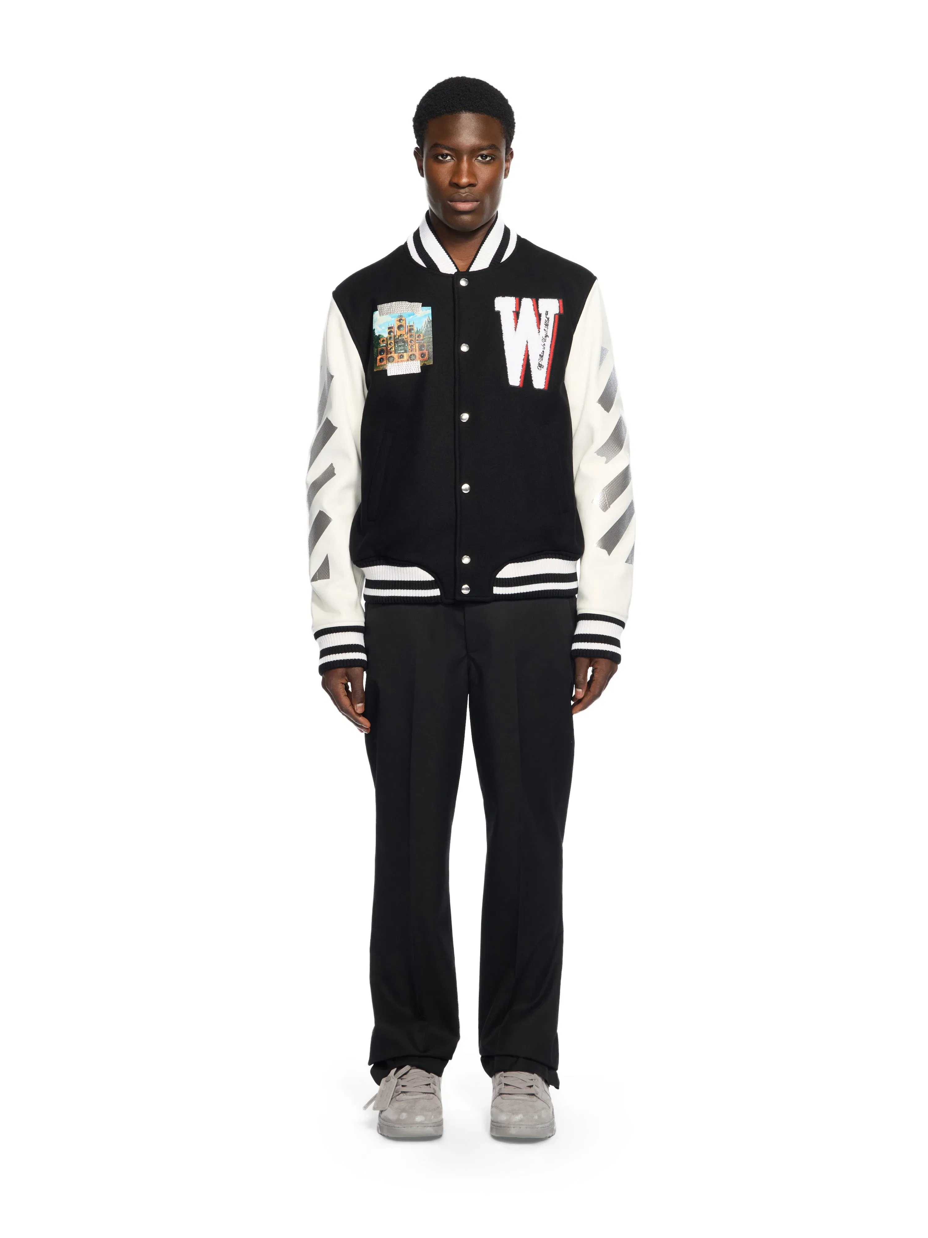 Off - White Soundsystem Varsity Jacket Black