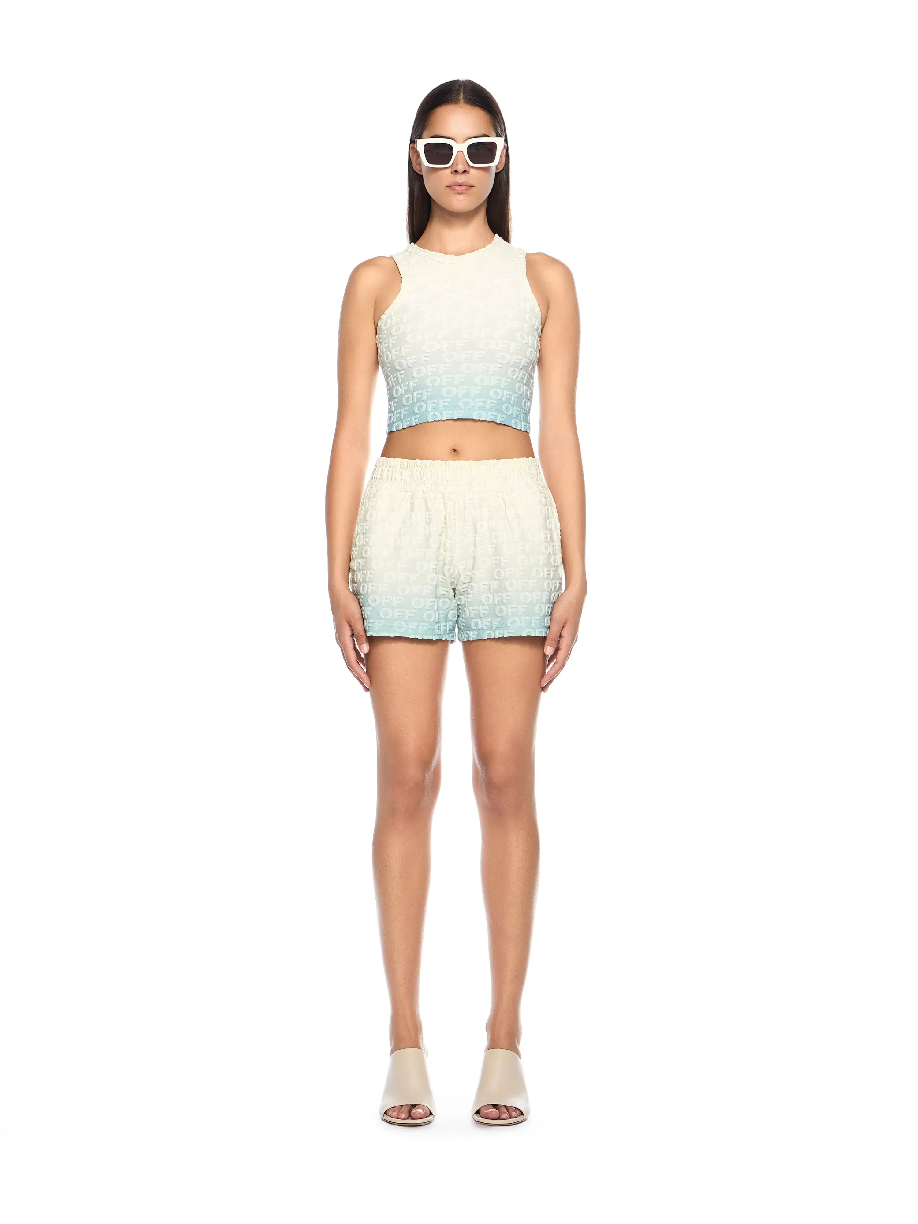 Off - White Terry Gradient Knit Tank Top Blue