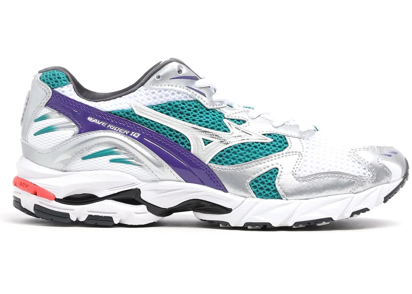 Mizuno Wave Rider 10 White Silver Teal Purple