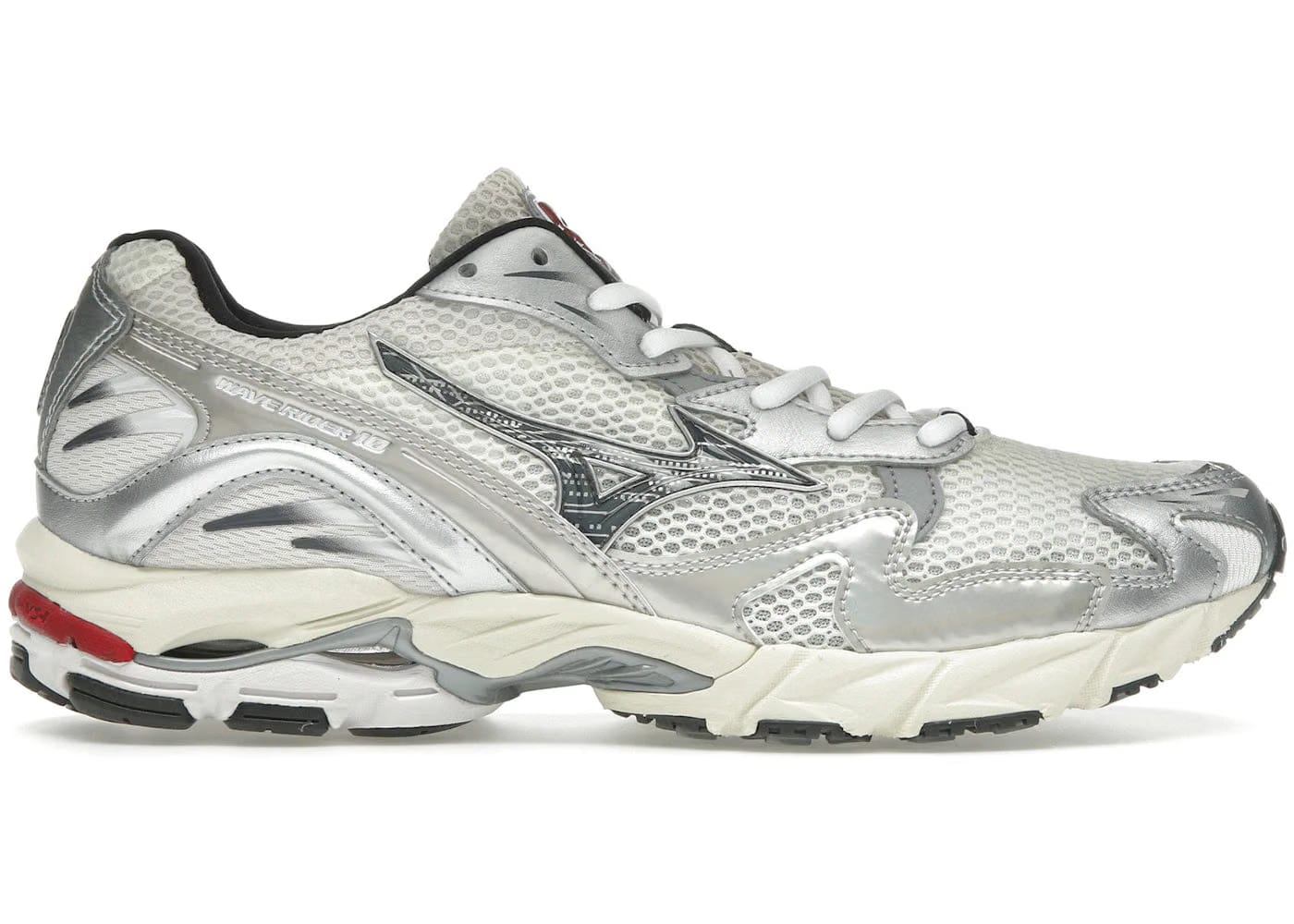 Mizuno Wave Rider 10 White Black Rythmic Red